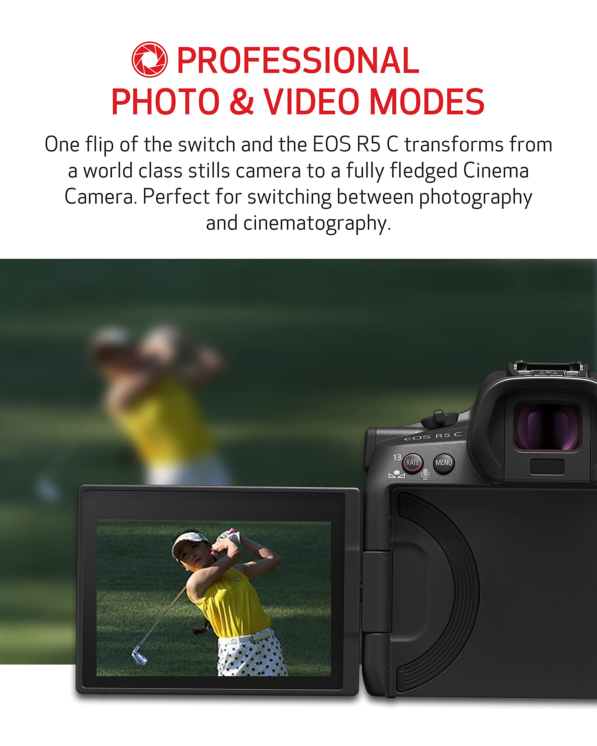 Canon Eos R5 C Rf24-105Mm F4 L Is Usm Lens Kit 8K/60P Ff Sensor Pro Cinema/Photo Camera, Rf Mount, Internal Raw, 8K Hdmi Raw Out