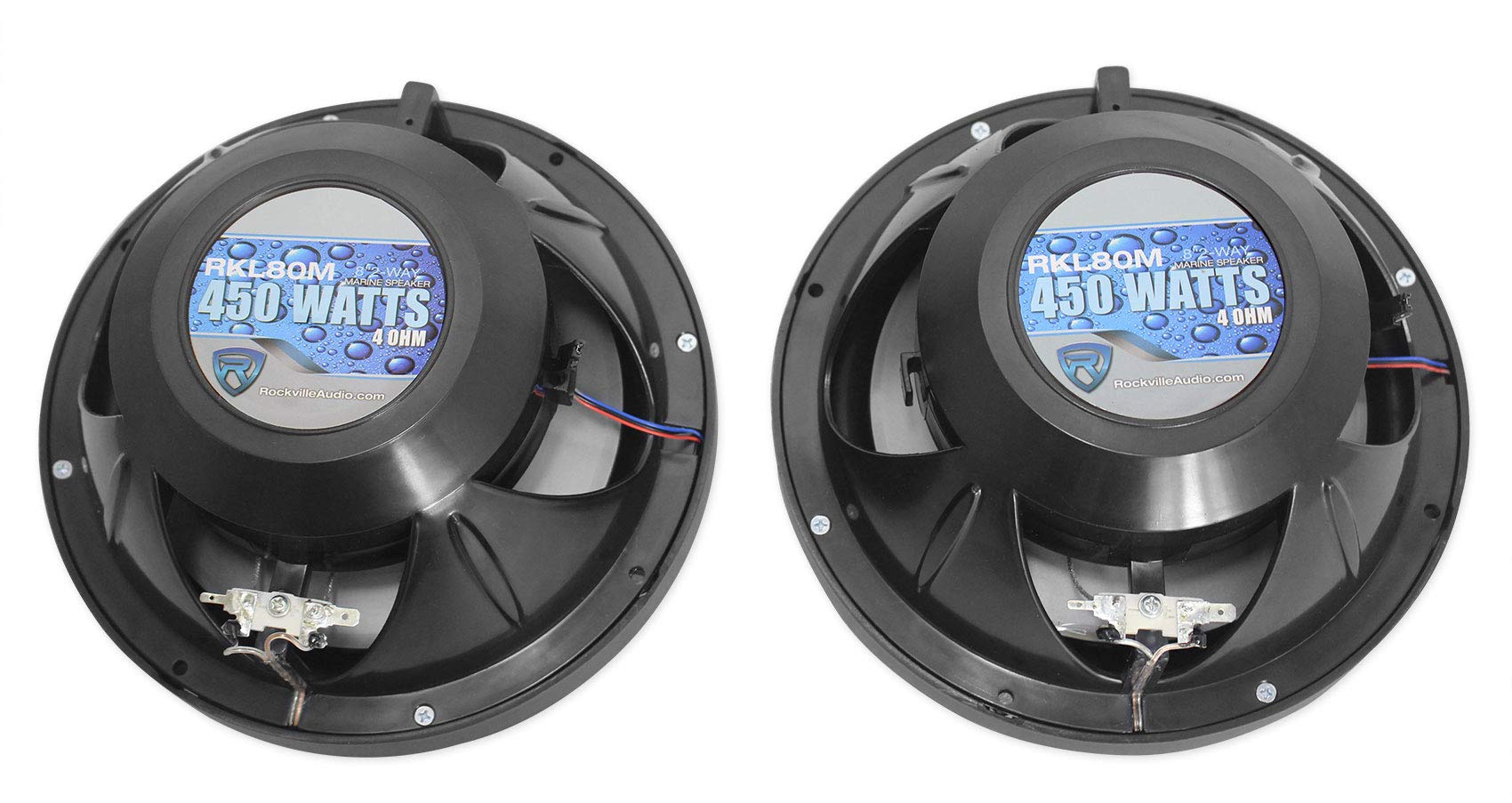 Rockville (2) Rkl80Mb 8 900 Watt Marine Wakeboard Led Tower Speakers In Black