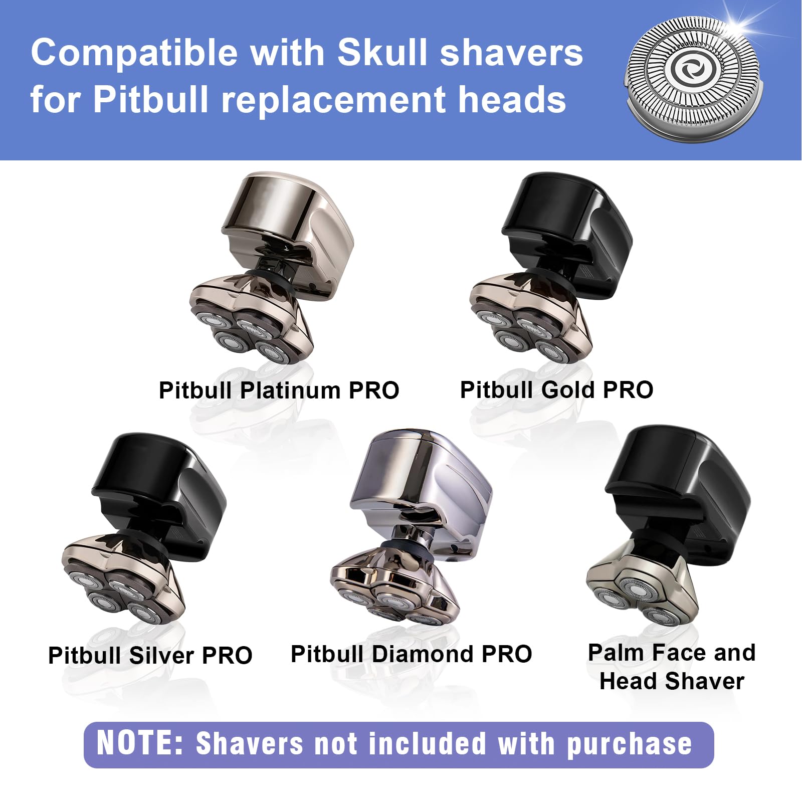 12 Pack Shaver Replacement Blades Compatible With Skull Shaver For Pitbull Gold Pro/Pitbull Platinum Pro Shaver Heads
