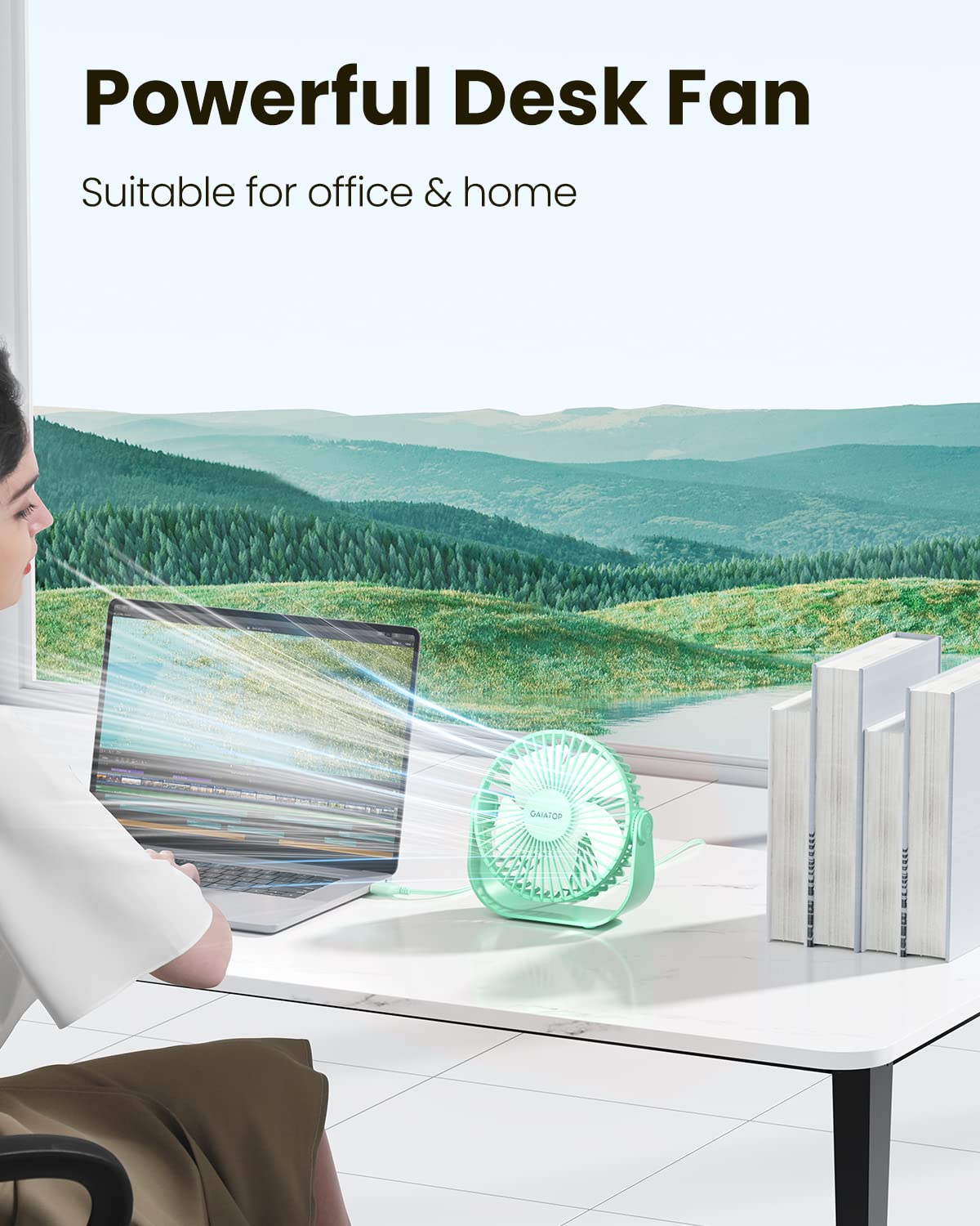 Gaiatop Usb Desk Fan, 3 Speeds Portable Small Fan With Strong Airflow, 5.5 Inch Quiet Table Fan, 90 Rotate Personal Cooling Fan