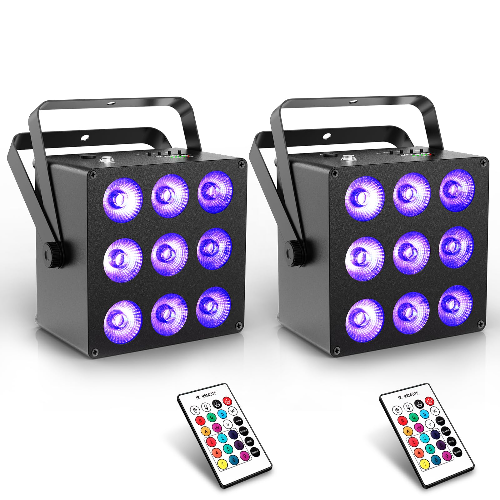 OPPSK Battery Powered Par Lights - 54W 6IN1 RGBWA+UV Rechargeable LED Uplights 2 Pack with Remote DMX Control Sound Activated fo