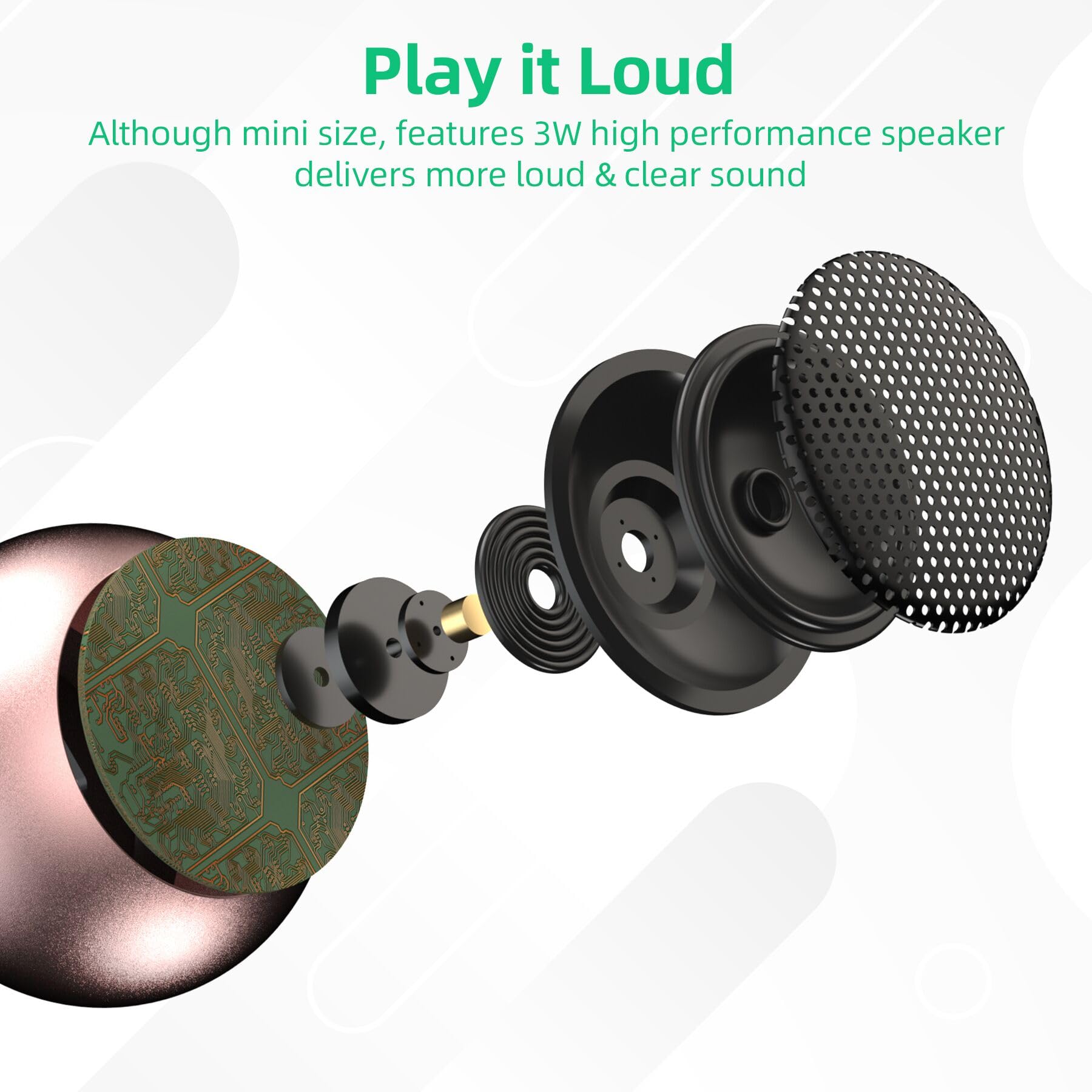 Sevenka 2 Mini Speakers Bluetooth, 3W Small Portable Wireless Speaker With Lanyard, Water Resistant, Wireless Stereo Pairing, Re