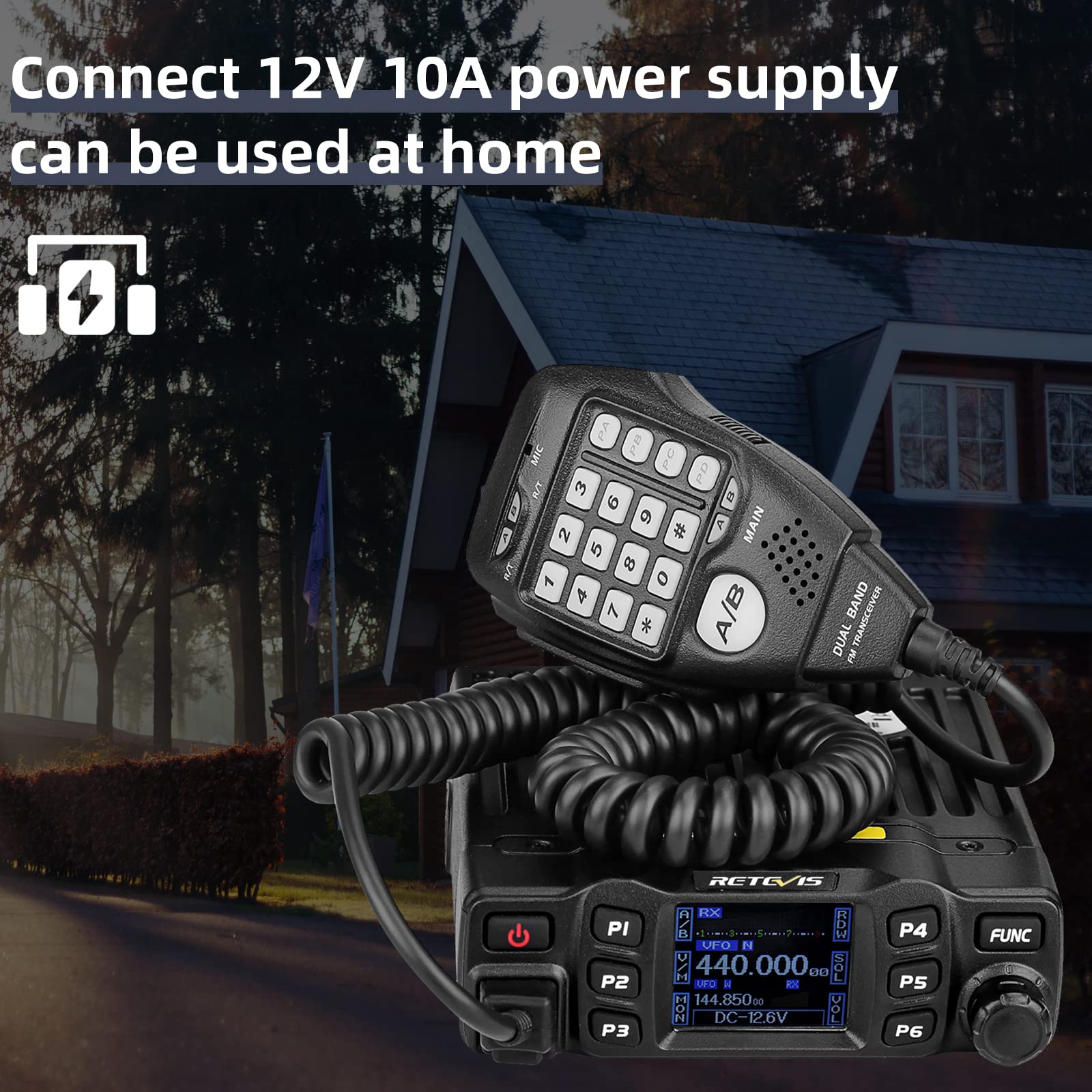 Retevis Rt95 Dual Band Mobile Radio, Long Range Ham Radio With Antenna, 180 Degree Rotatable Lcd Display, Mic Gain, Chirp, Dtmf, 2M 70Cm Mini Mobile Transceiver For Rv Camping