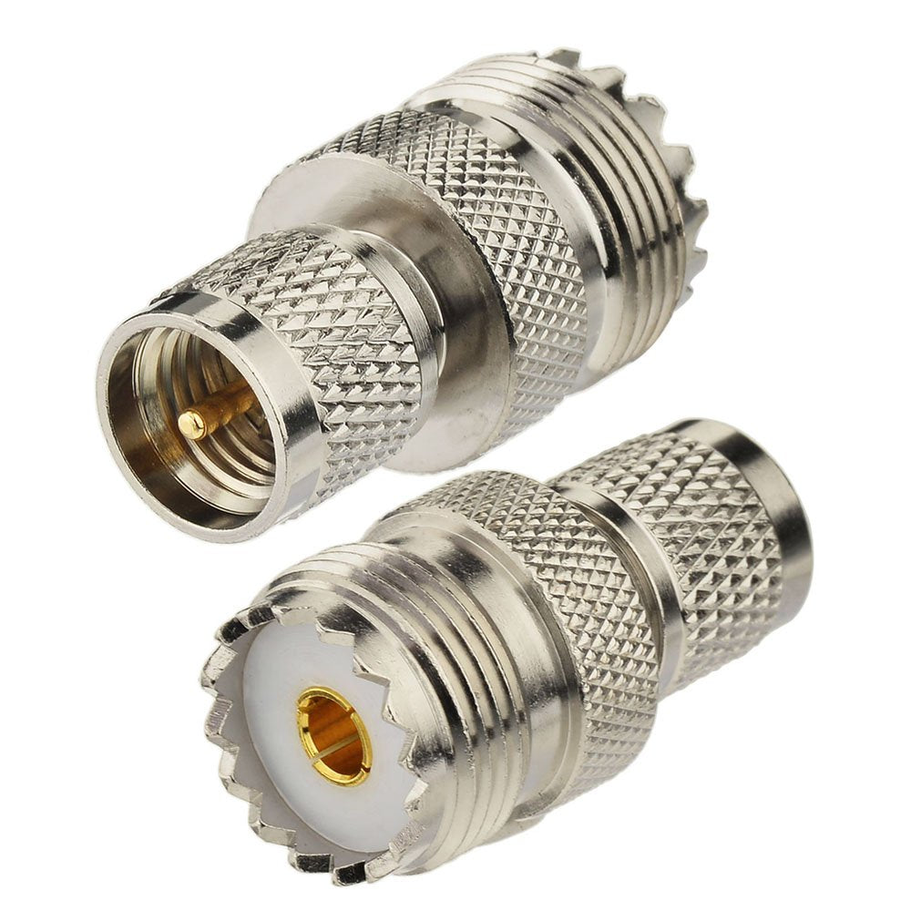 Superbat Mini UHF Male to UHF Female Connector 2-Pack Pl259 Coax Adapters Mini uhf to SO-239 for Radios Model SM-50 SM-120, Radius, Maxtrac ect.