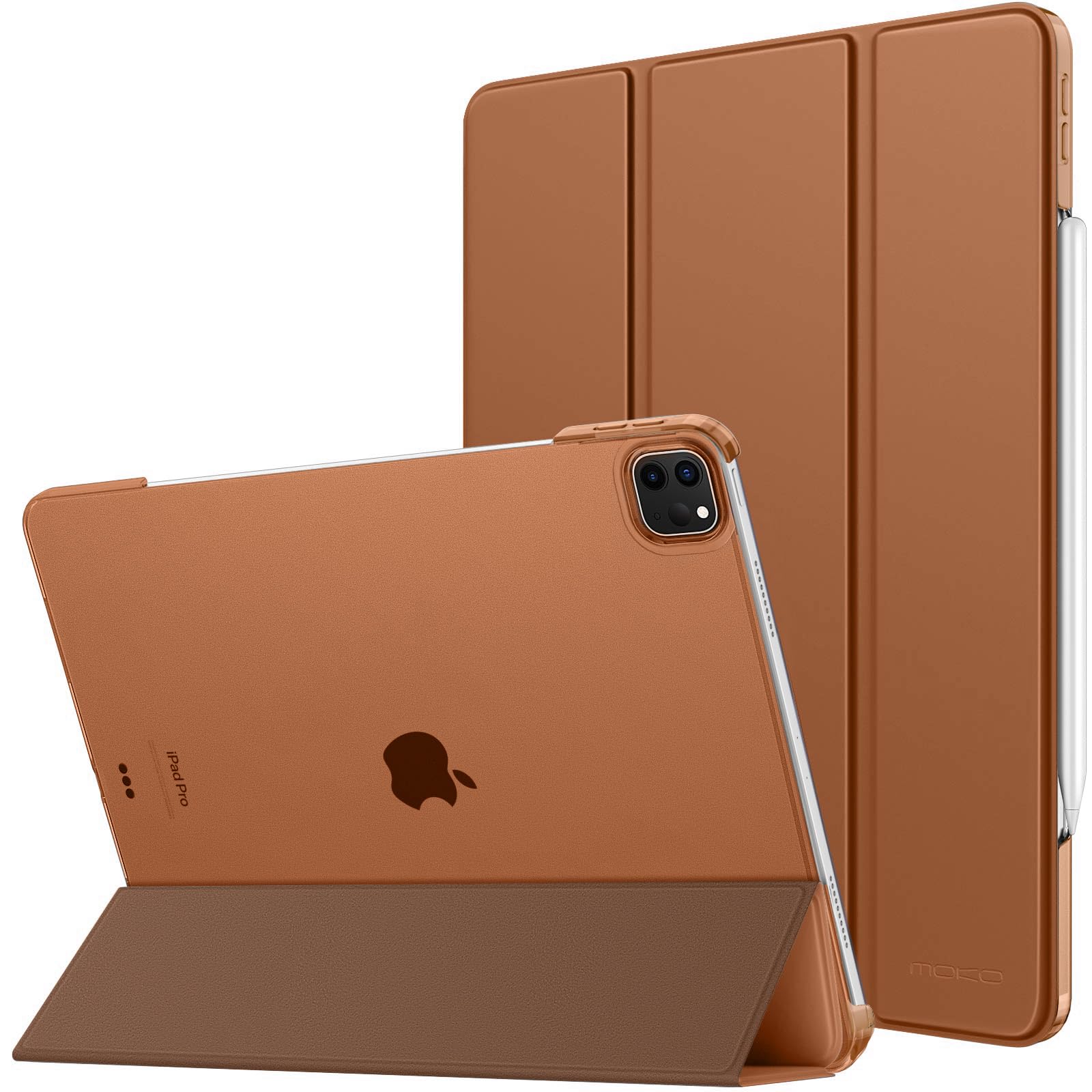 MoKo for iPad Air 13 Inch M2 Case 2024/ iPad Pro 12.9 Case (6th/5th Gen 2022/2021), Slim Smart Shell Translucent Frosted Hard PC Back Cover, Support Touch ID & Pencil Pro/2nd/USB C, Dark Coffee