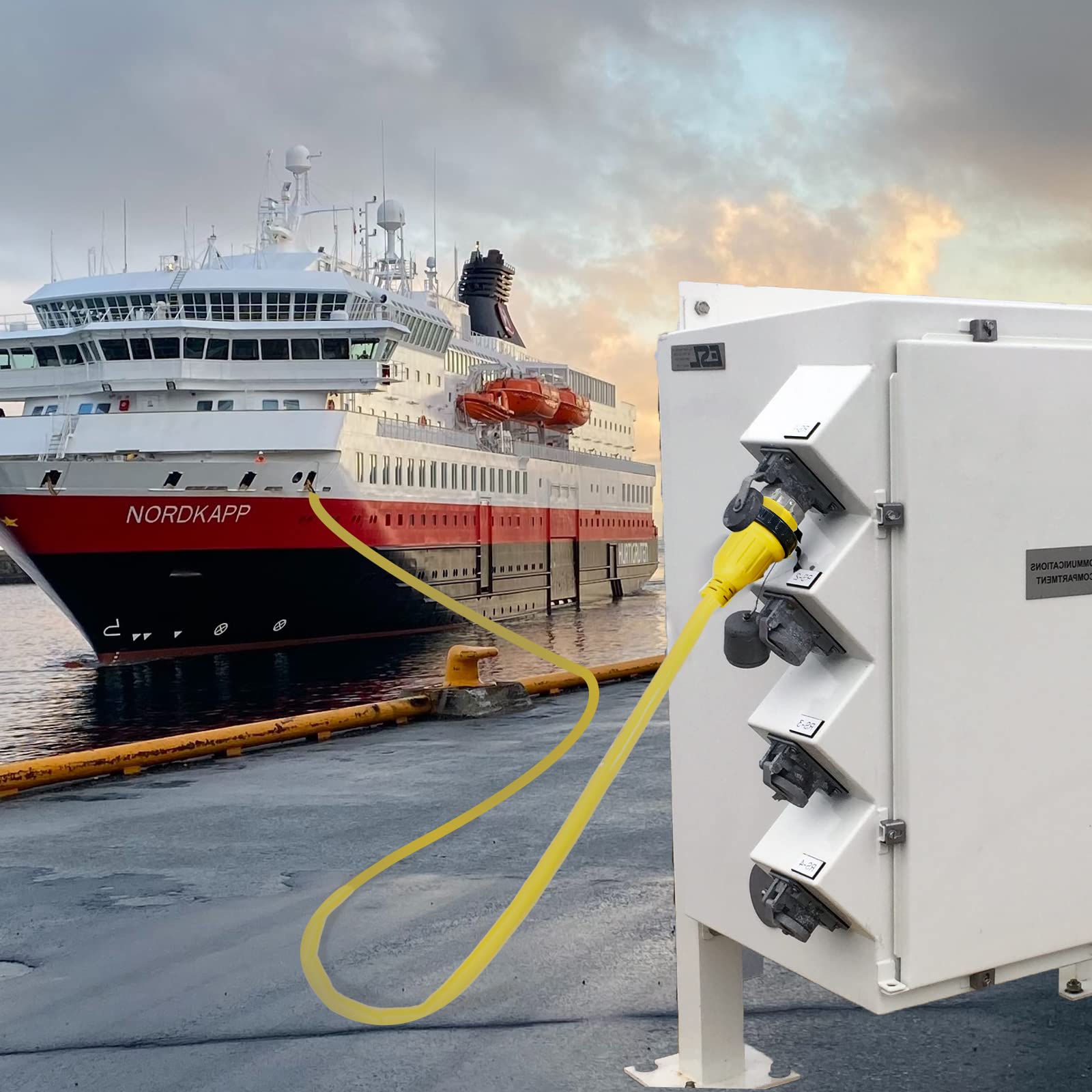 25Ft 30Amp 125V Rv Power Wire Cord Marine Shore Boat L5 30 Yellow 25 Feet Heavy Duty Electrical Power Cable, Nema L5 30P To Nema