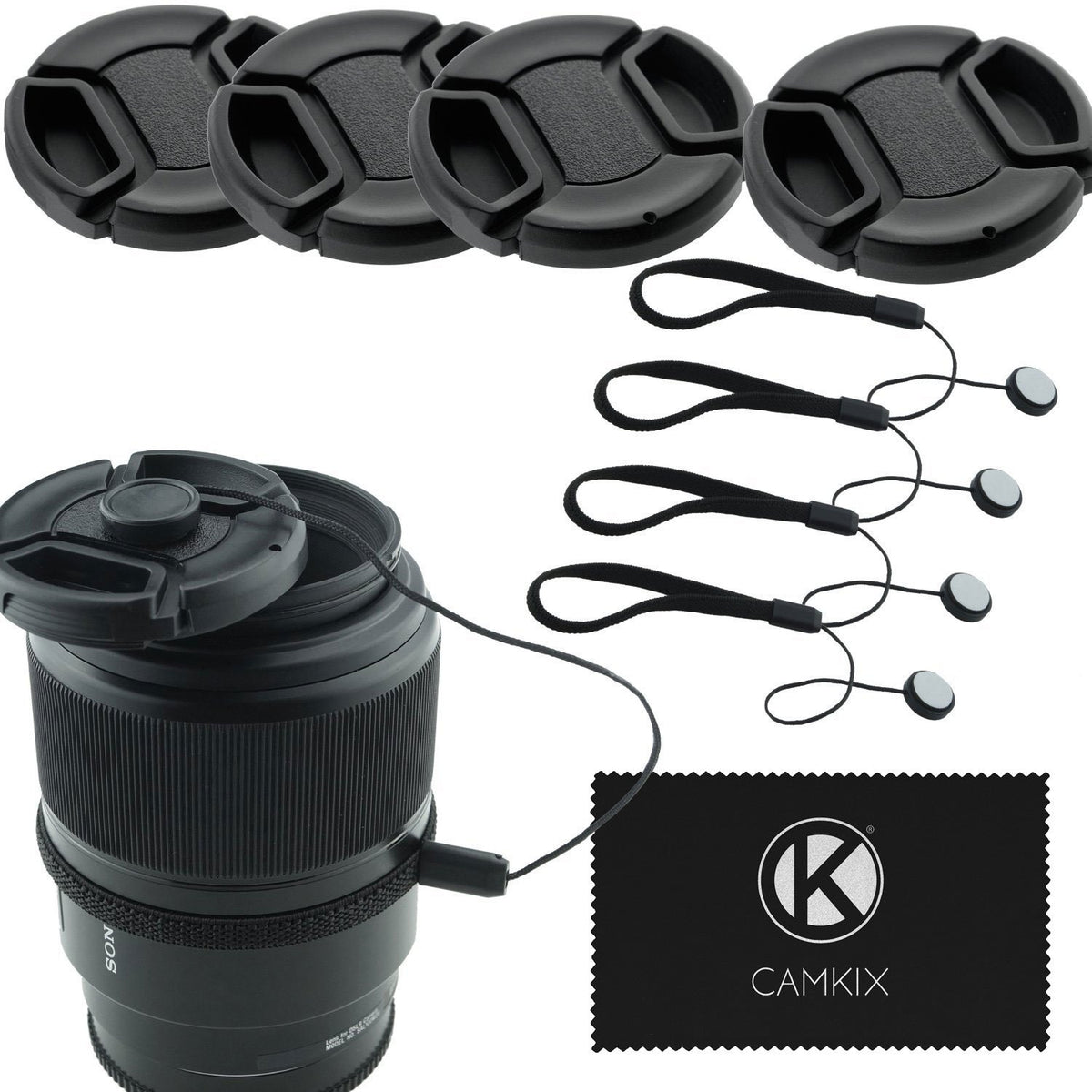 52Mm Lens Cap Bundle - 4 Snap-On Lens Caps For Dslr Cameras - 4 Lens Cap Keepers - Microfiber Cleaning Cloth Included - Compatib