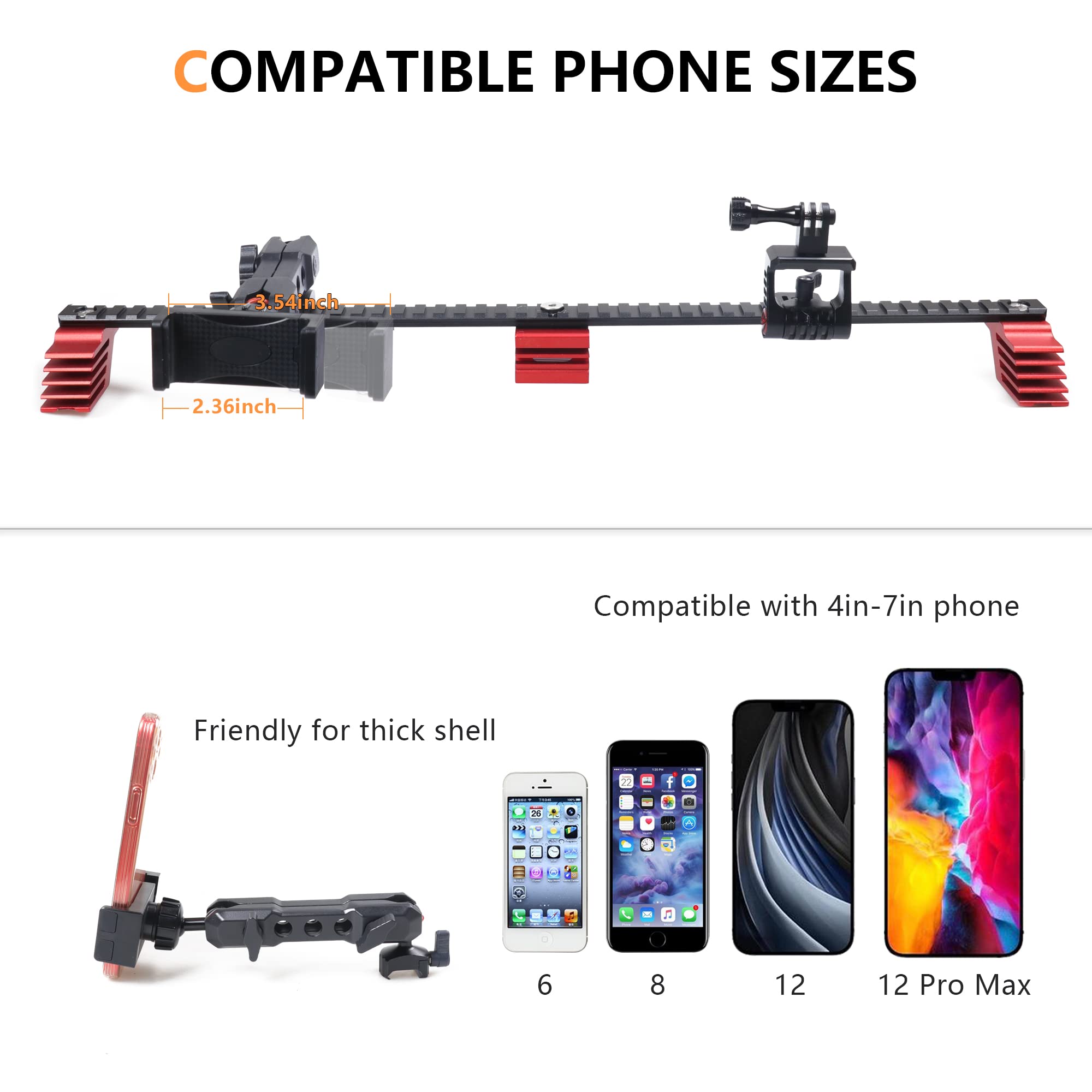 Rerpro Dash Phone Mount Long Picatinny Rail Holder For 2021 2022 2023 2024 New Ford Bronco 2/4 Door Interior Accessories Cell Ph