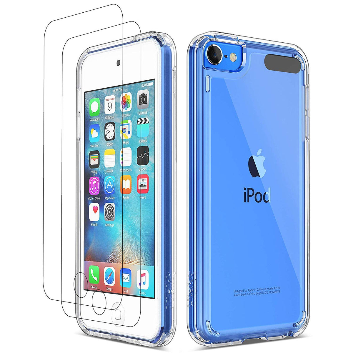 ULAK Compatible with iPod Touch 7/6/5 Case Clear with 2 Screen Protectors, [Anti-Yellowing] Slim Soft TPU Protective Bumper Back Cover for iTouch 5th /6th /7th Generation, Clear