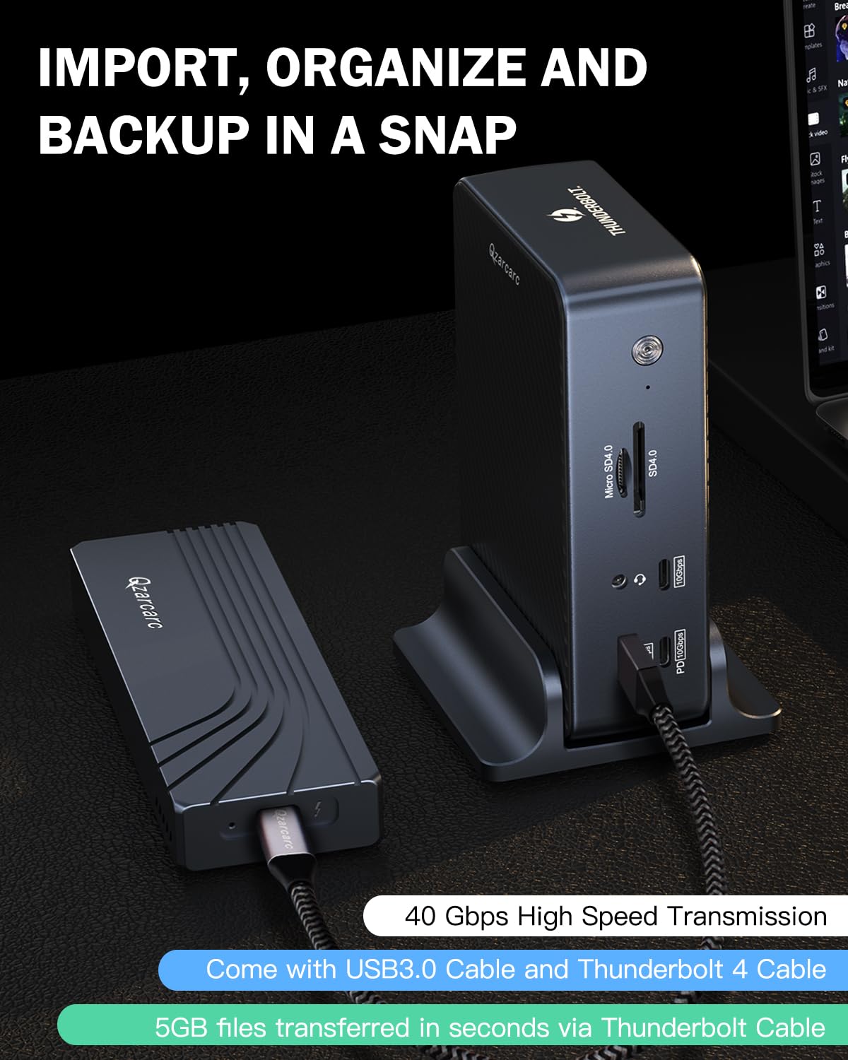 40Gbps M.2 Ssd Enclosure, Thunderbolt Nvme Enclosure With Cooling Fan, Ssd External Hard Drive Enclosure, M.2 Enclosure Support