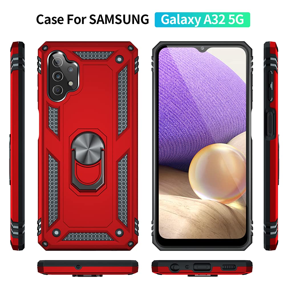 Yzok For Galaxy A32 5G Case,Samsung A32 5G Case, With Hd Screen Protector,[Military Grade] Ring Car Mount Kickstand Hybrid Hard
