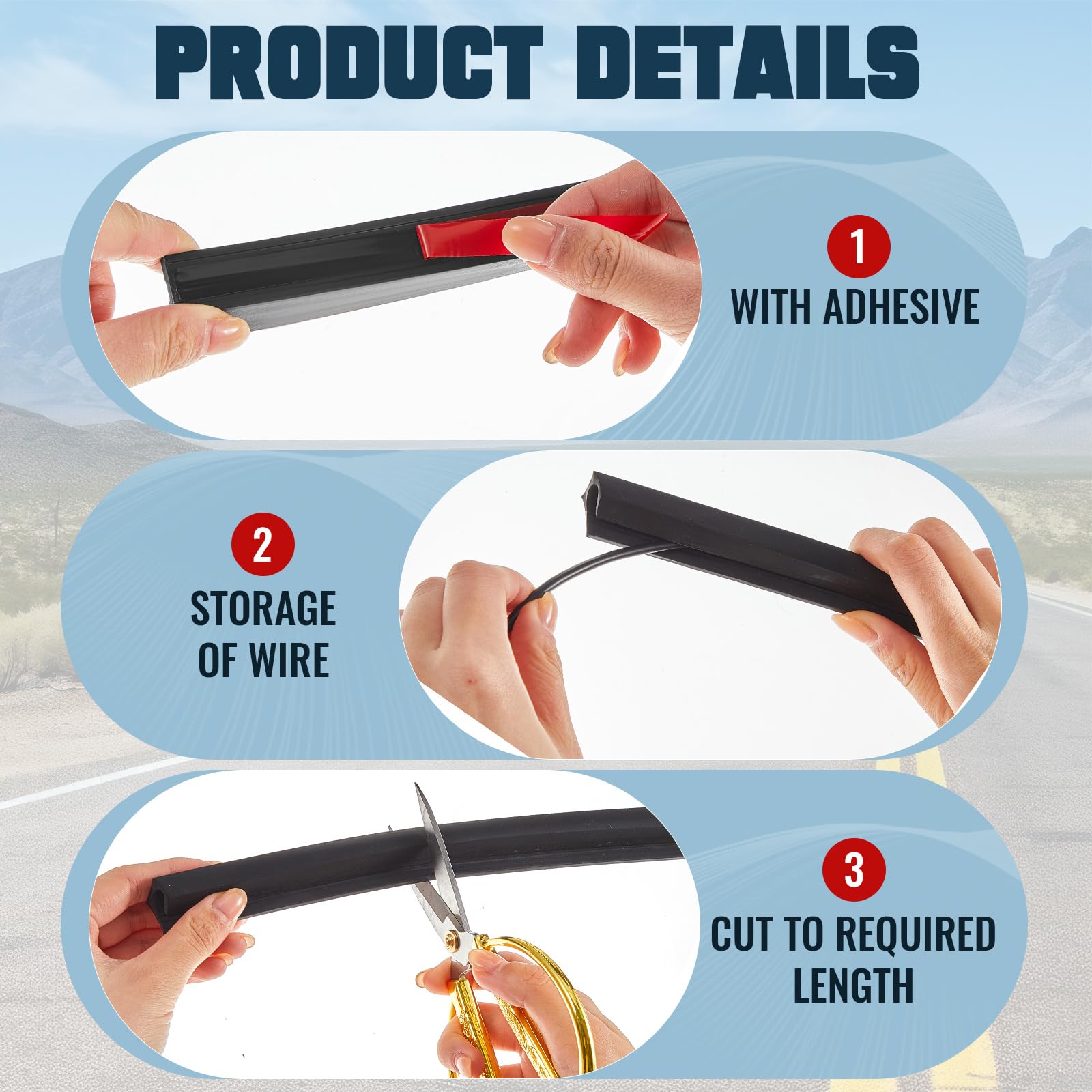 Saysurey 1 Pcs Car Wire Hider Total 6.56 Ft Car Concealed Wire Cover For Roof Light Bar With Adhesive Backing For Hide Wires For