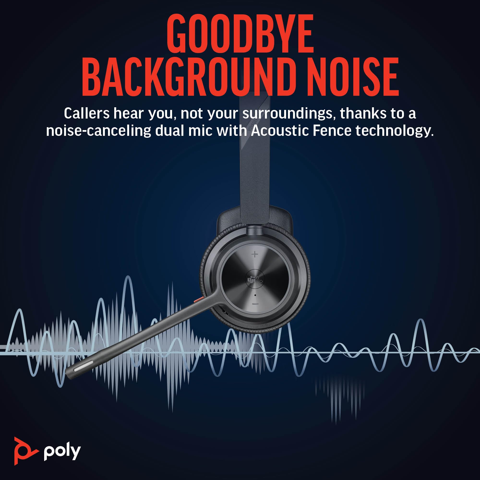 Poly Voyager 4310 Uc Wireless Headset With Mic For Work, Mono, Charge Stand - Noise-Canceling Boom Mic - Connect Pc Via Usb-C/Us