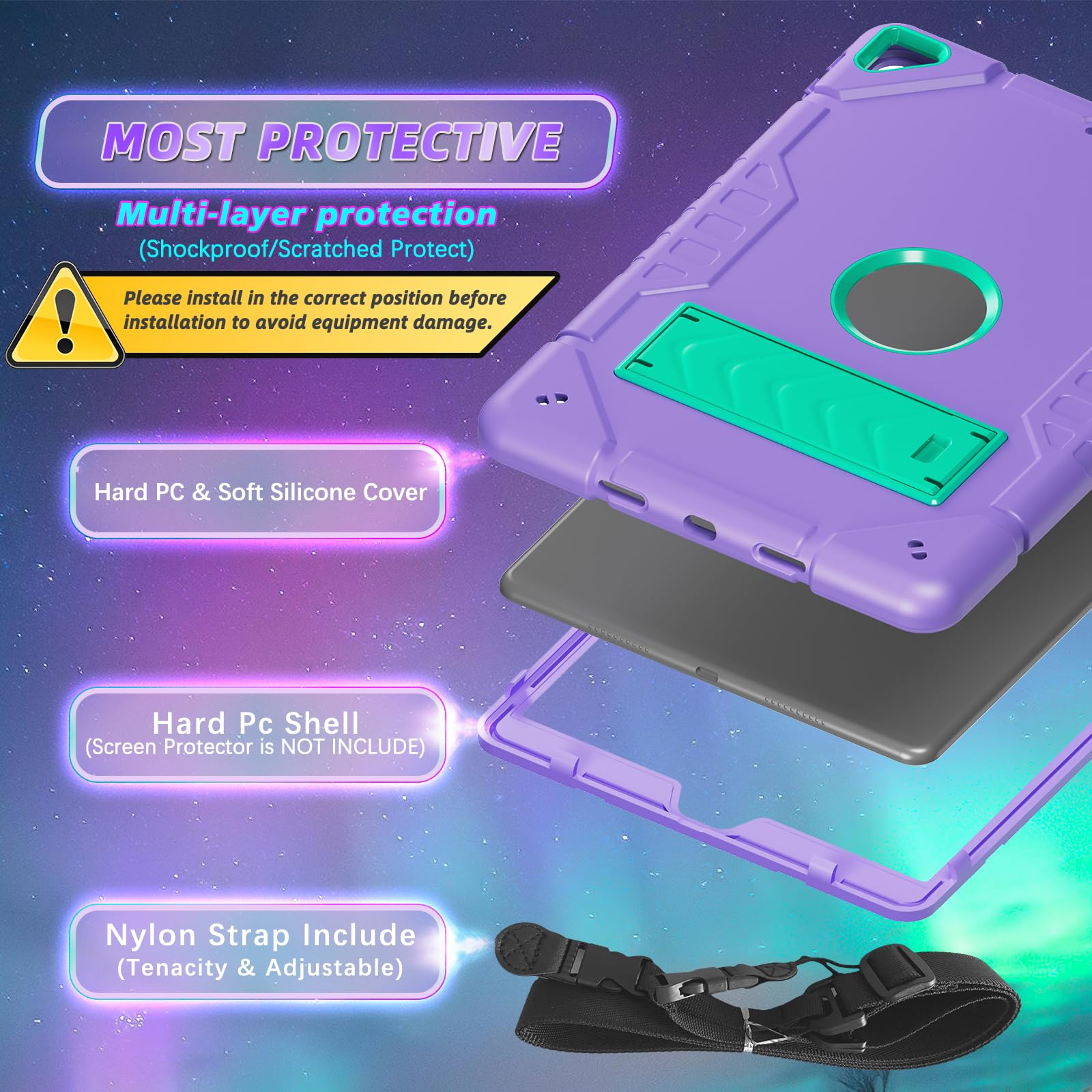 Kepaitok Case For Ipad 9Th/ 8Th/ 7Th Generation 10.2 Inch (2021/2020/2019),Cases With 2 Angles Kickstand Built In Stand For Kids