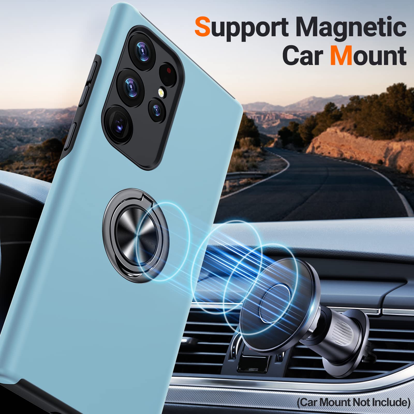 Jame For S23 Ultra Case, Slim Soft Bumper Case For Galaxy S23 Ultra, With Ring Holder Kickstand For Samsung S23 Ultra Case, Mili