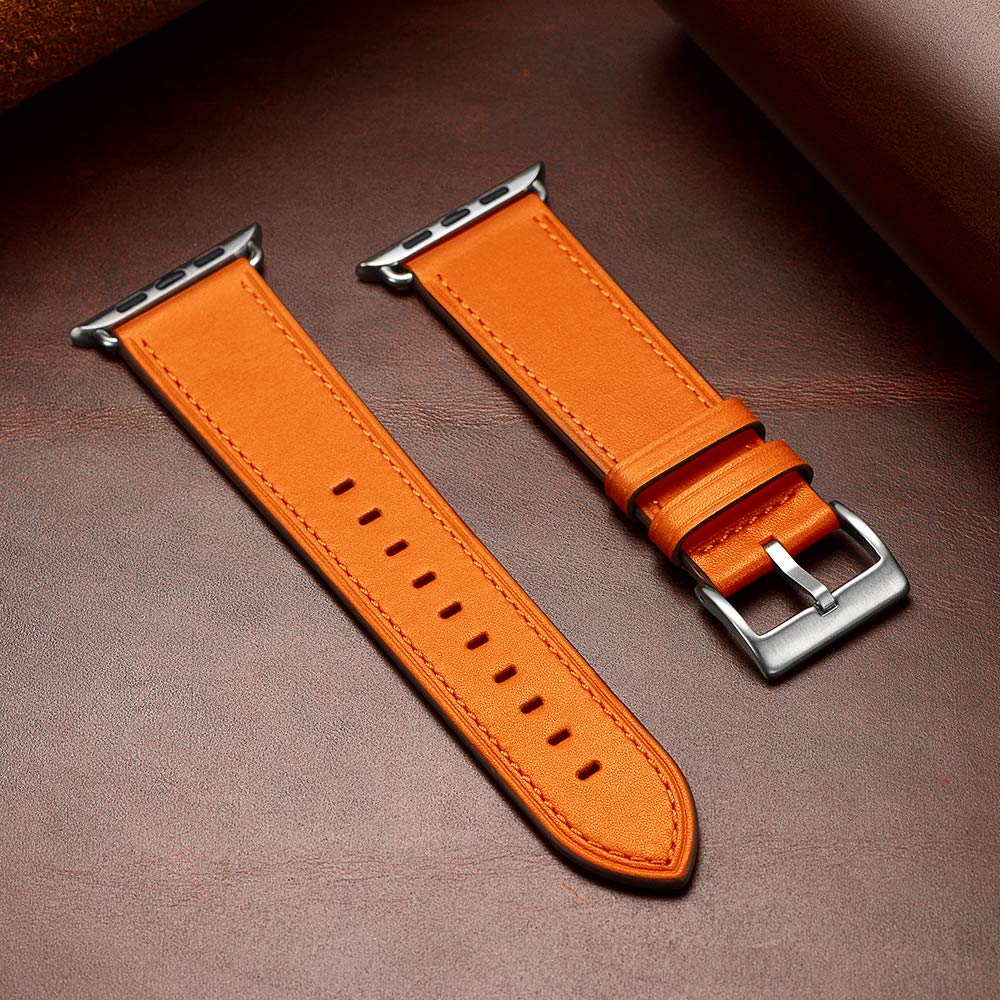 Ouheng Compatible With Apple Watch Band 42Mm (Series 10) 41Mm 40Mm 38Mm, Genuine Leather Band Replacement Strap Compatible With