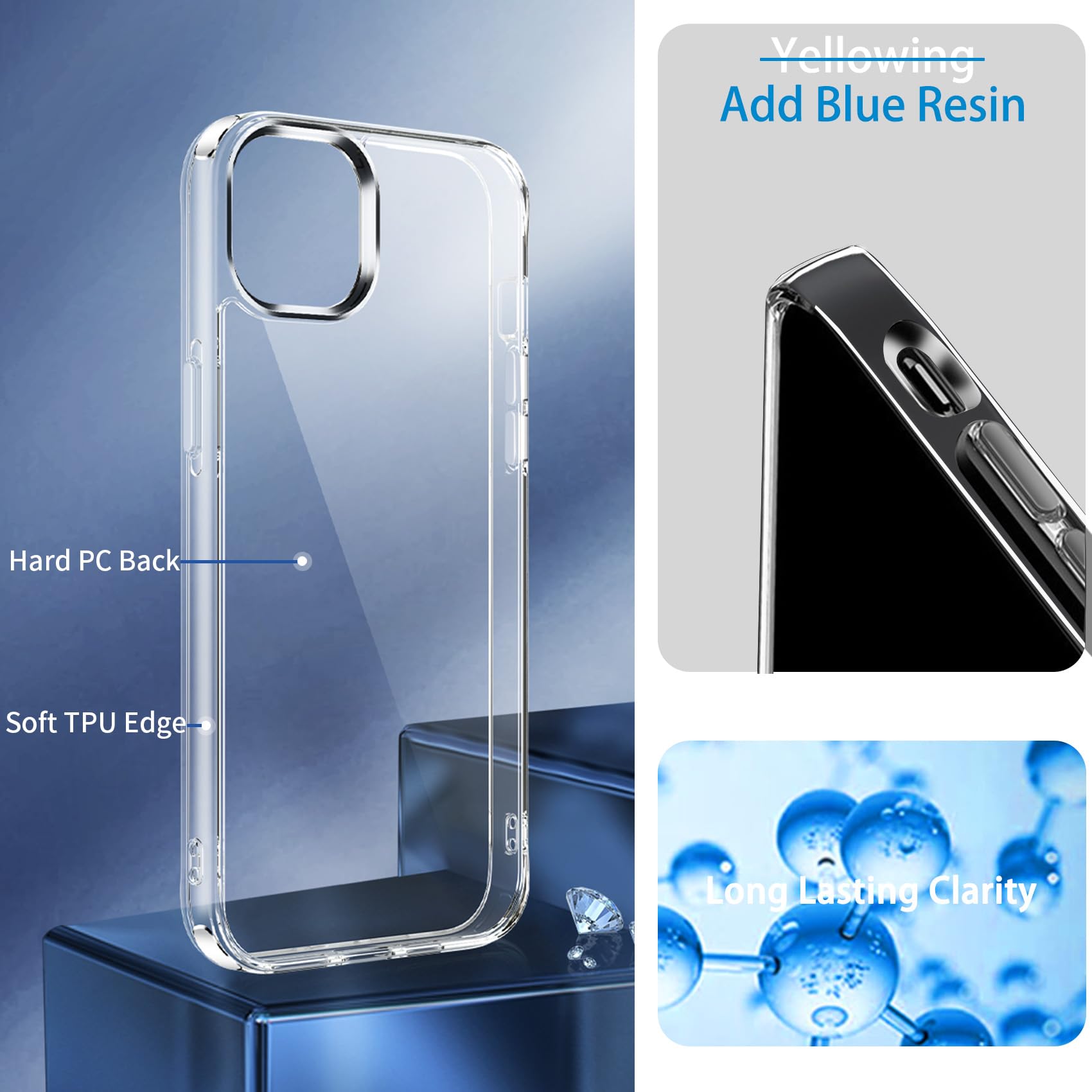 JJGoo Phone Case for iPhone 12 12 Pro Clear Shockproof Slim Hard PC Protective Cover