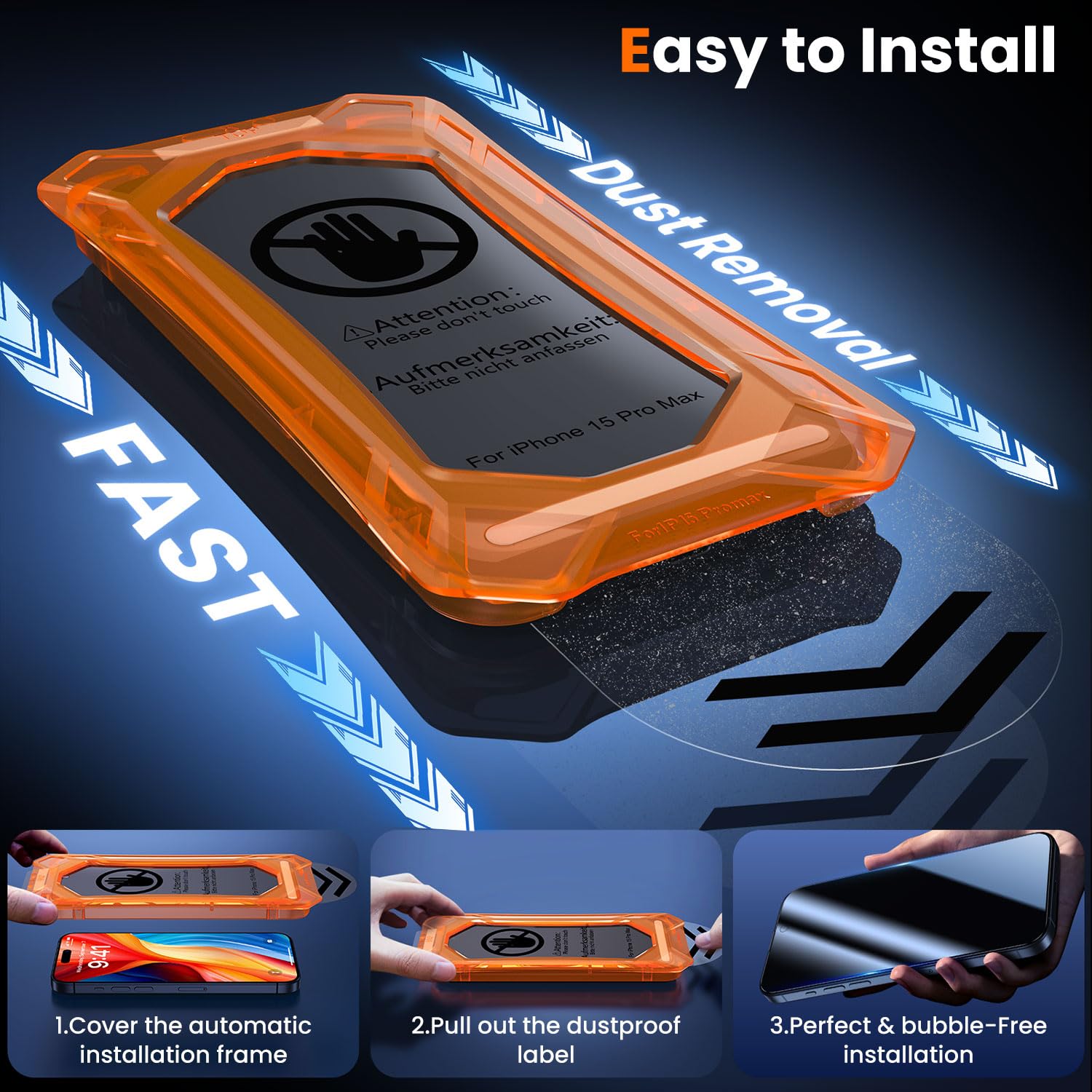 Uniqueme For Iphone 15 Pro Max Privacy Screen Protector   [Military Grade Shatterproof & 9H+ Hardness] Screen Protector 15 Pro M