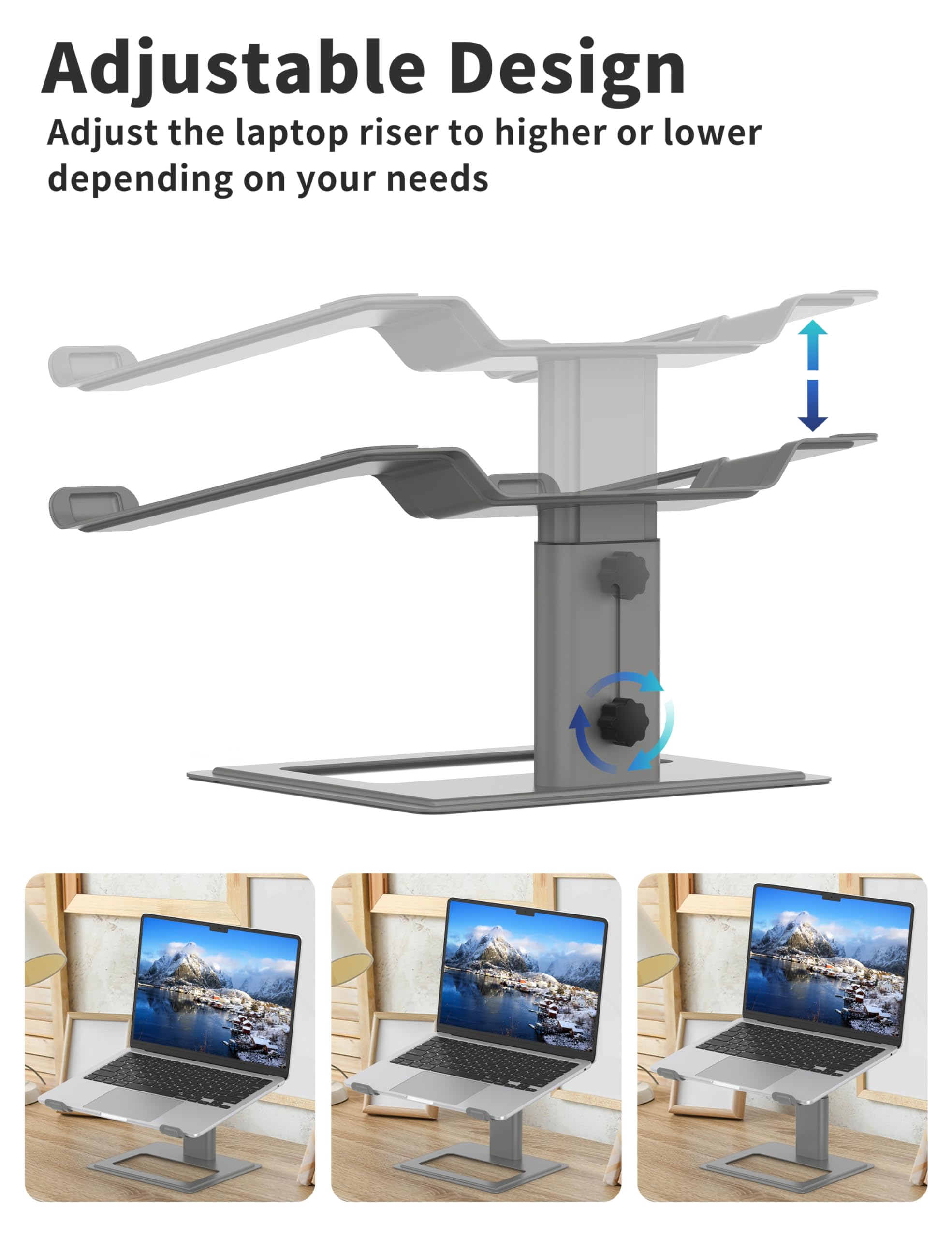 Soundance Adjustable Laptop Stand For Desk, Computer Stand, Ergonomic Laptop Riser Holder Compatible With 10 To 17.3 Inches Note