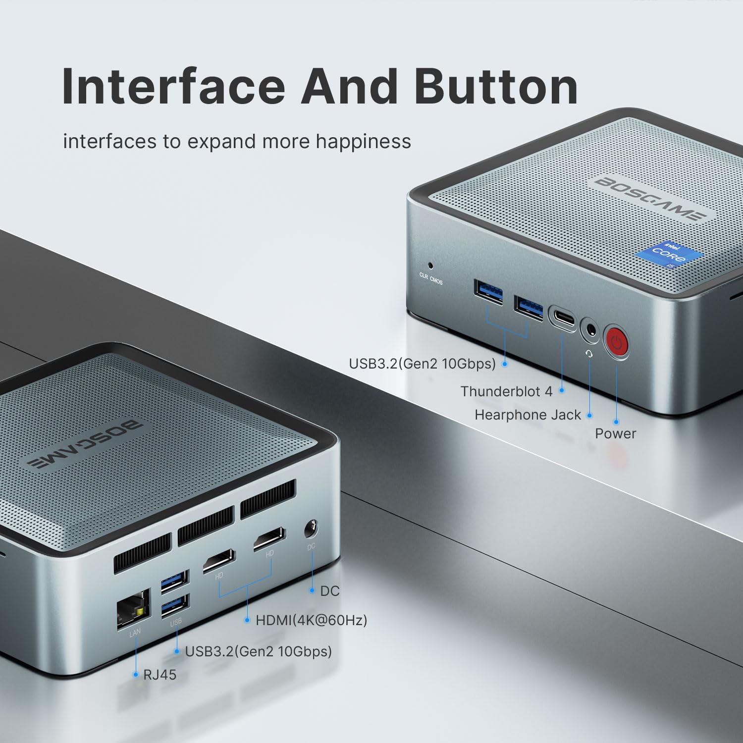 Bosgame Mini Pc Thunderbolt 4, Intel Core I5 1135G7 Mini Pc W11 Pro (Up To 4.2 Ghz) 16Gb Ddr4 512Gb Nvme Ssd Wi Fi 6E/Bluetooth