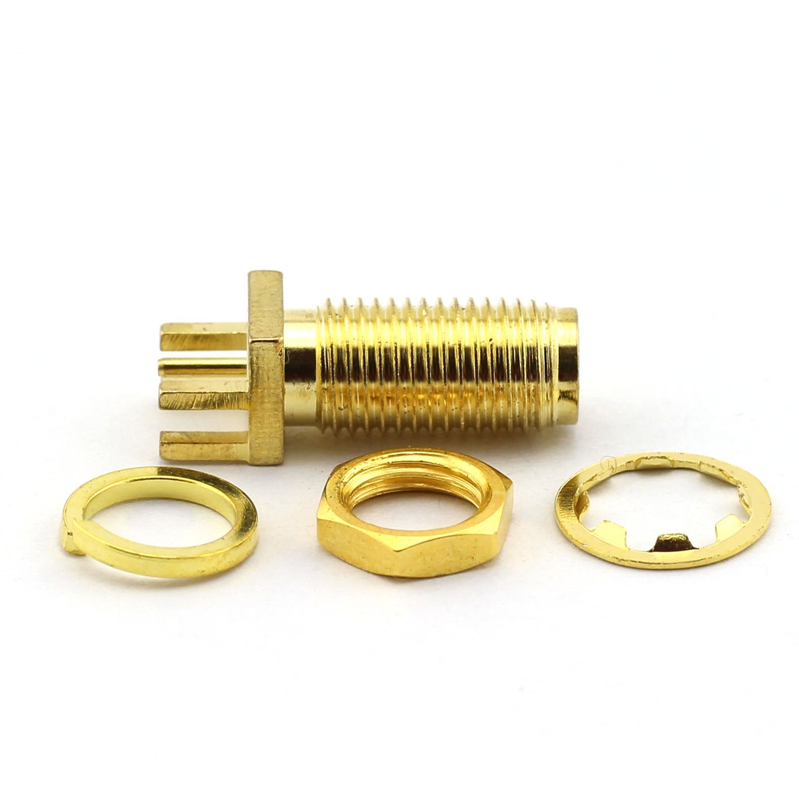 Dgzzi 5 Pack Sma Female To 4 Pins Stand Connector Pcb Panel Edge Mount Plug Jack Adapter 18.5Mm