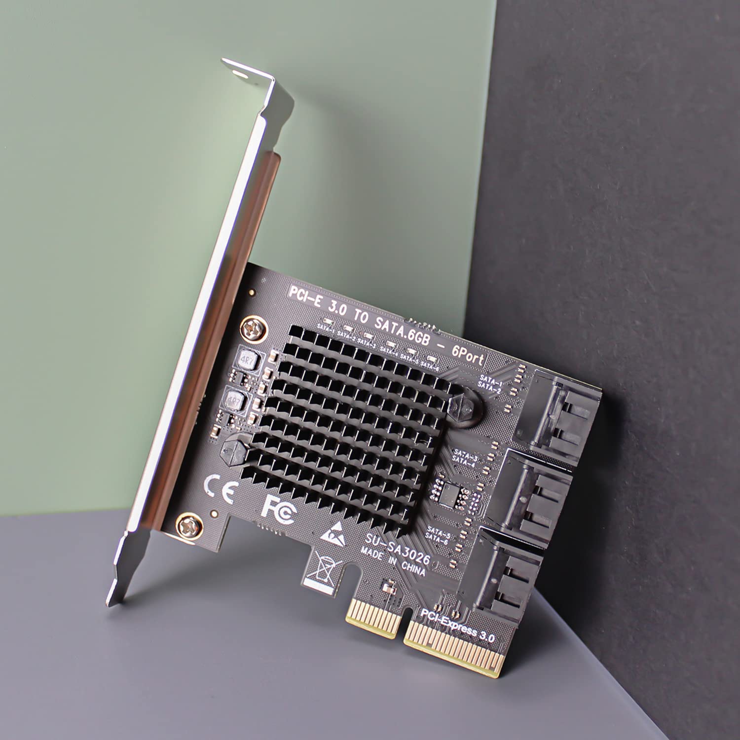 Glotrends Sa3026 6 Port Pcie X4 Sata Card, Including Sata Cables And 1:5 Sata Splitter Power Cable, Compatible With Windows,Linu