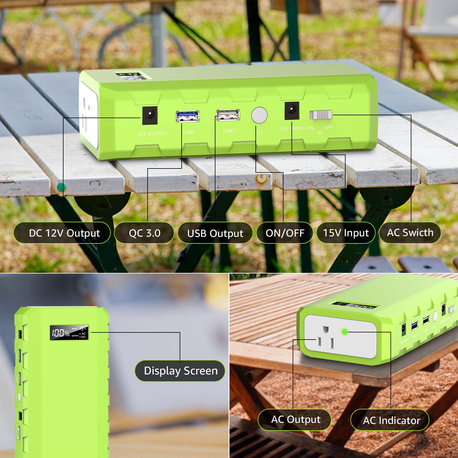 Powkey Portable Power Station With Ac Outlet, 65W/110V External Battery Pack 24000Mah/88.8Wh Power Pack, Portable Power Source S