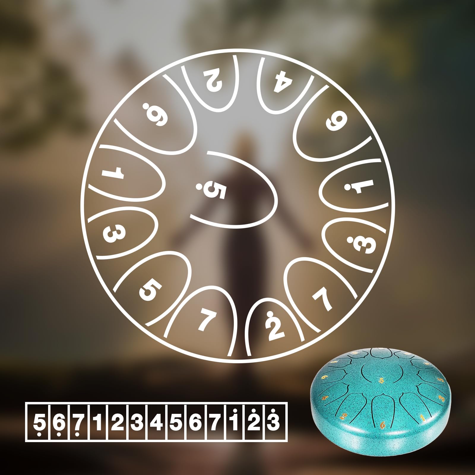 Ironkoi Steel Tongue Drum: 6.5-Inch, 13-Tone Musical Percussion Instrument, Rain Drum, Blue