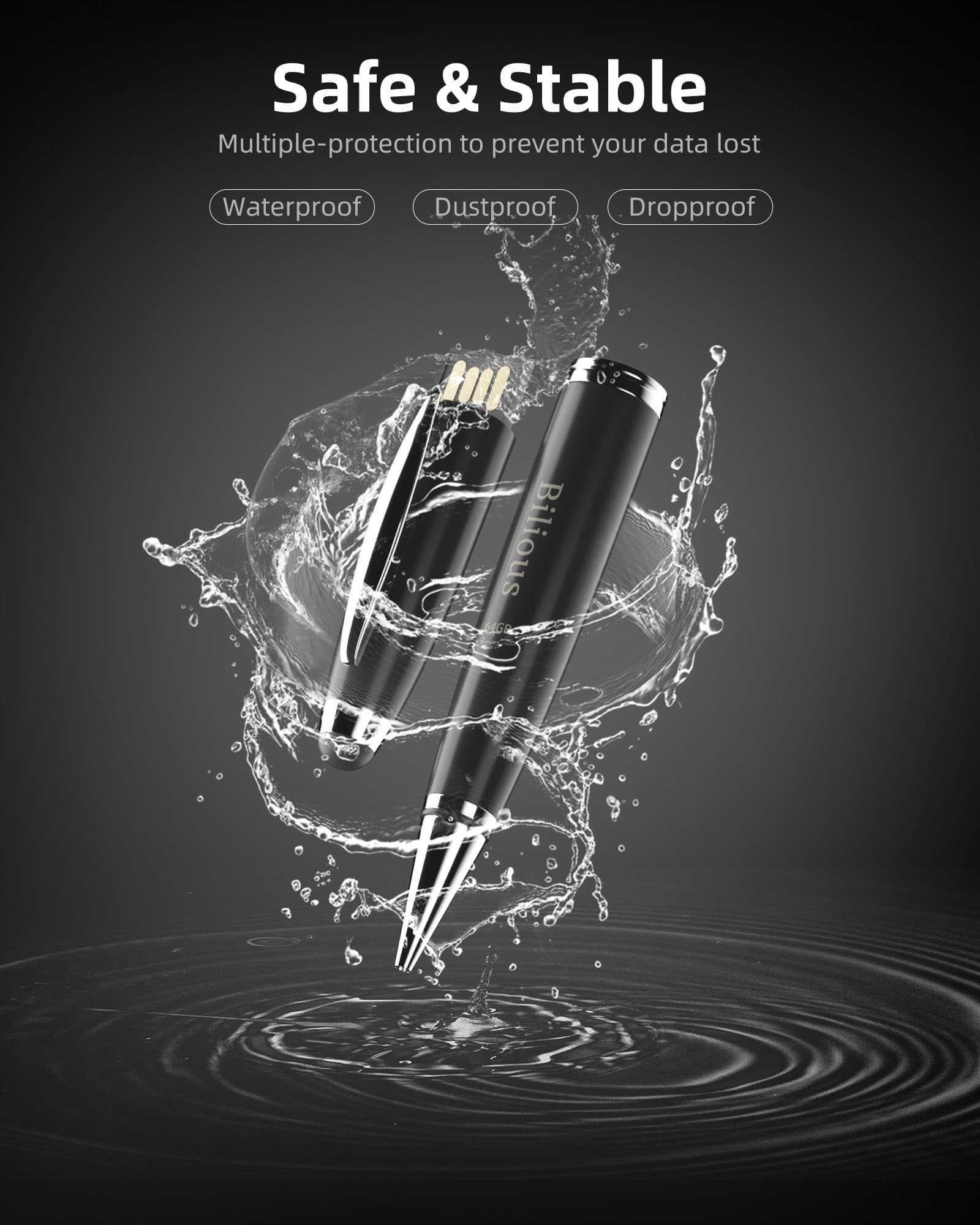 Bilious Usb Flash Drive, Usb 2.0 2Pcs Thumb Drive Portable Pen Design Usb Memory Stick, Waterproof Jump Pen Drive For Storage An