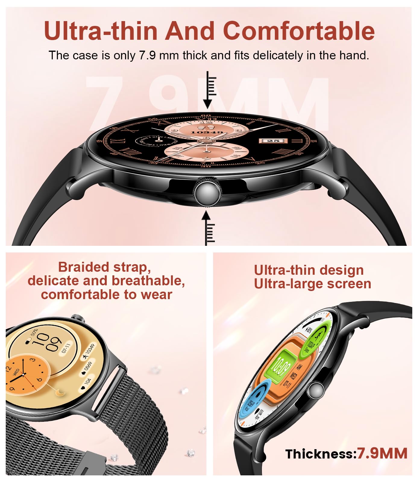 Lige Smart Watch For Women Men,1.43 '' Hd Amoled Slim Smartwatch For Android Ios,Fitness Tracker With 120+ Sport Modes/Ip68 Wate