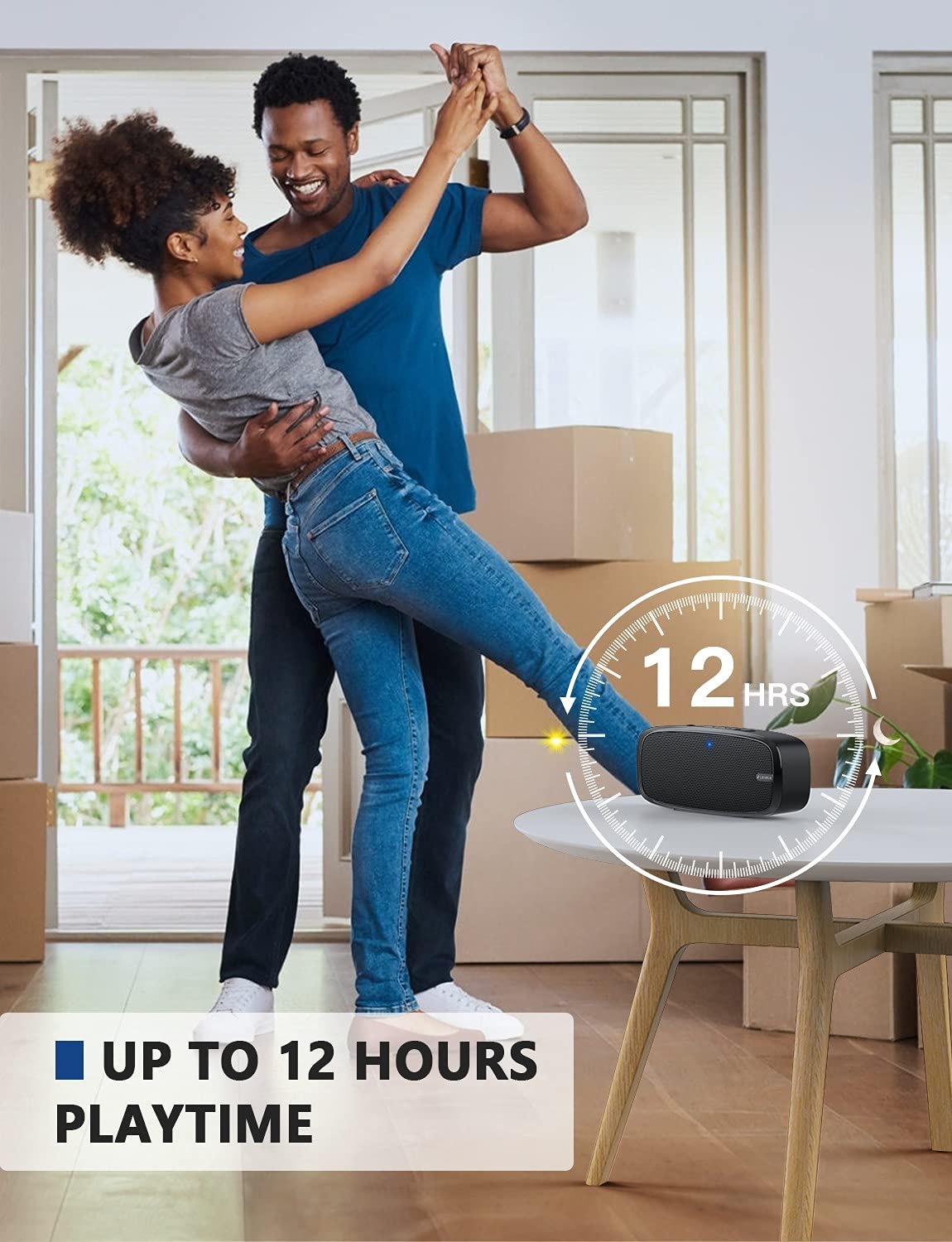 LENRUE Bluetooth Speaker - Wireless Portable with Loud Stereo Sound, Rich Bass, 12-Hour Playtime, Built-in Mic, Compatible with iPhone & Samsung