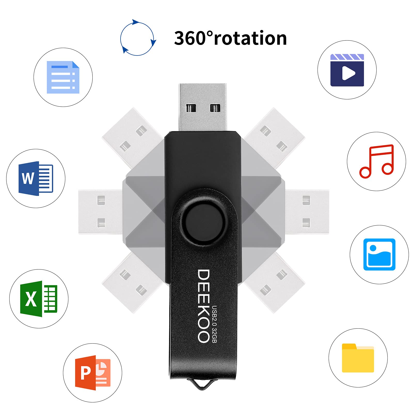 Deekoo Flash Drive 32Gb Thumb Drives Memory Sticks Jump Drive 3Pack 32Gb Usb 2.0 Flash Drives Mixed Colors: Black Red Green