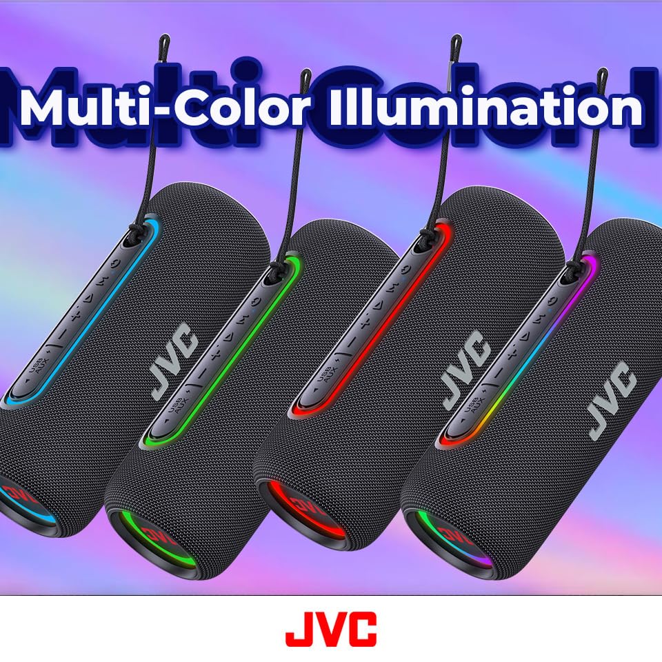 Jvc Illuminated Portable Wireless Speaker With 20W Max Outputs, Dynamic Sound, Bluetooth 5.0, Tws Capability, Usb C, Ipx5, Aux I