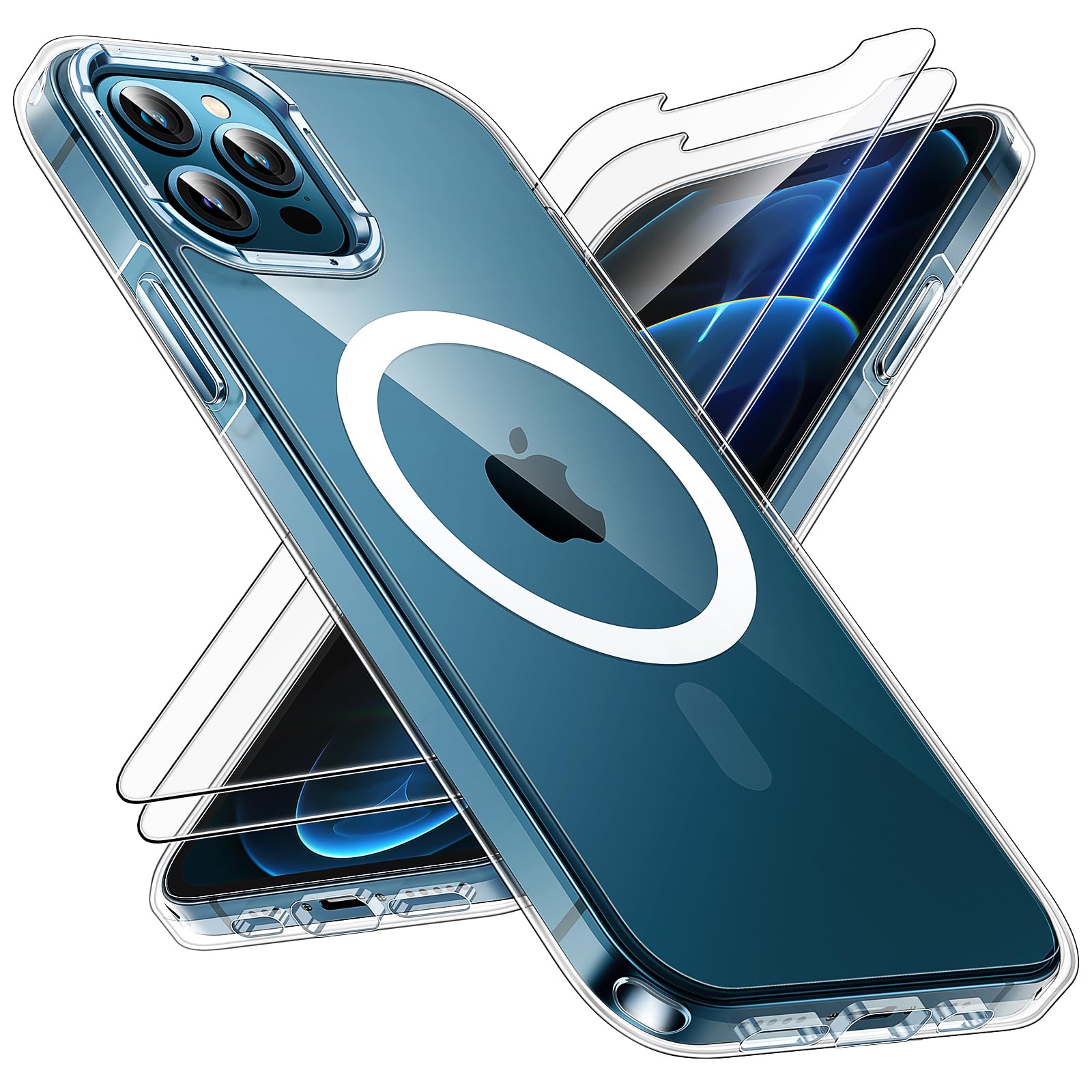 Tauri For Iphone 12 Pro Max Case, Compatible With Magsafe [Yellowing Resistant] With 2X Screen Protectors, Military Grade Protec