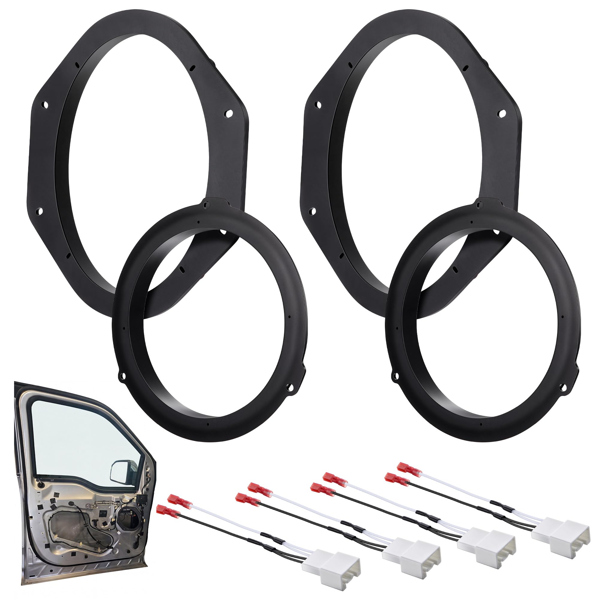 6x9 Front and 6.5 Rear Car Speaker Adapter Mount Brackets with Wire Harness