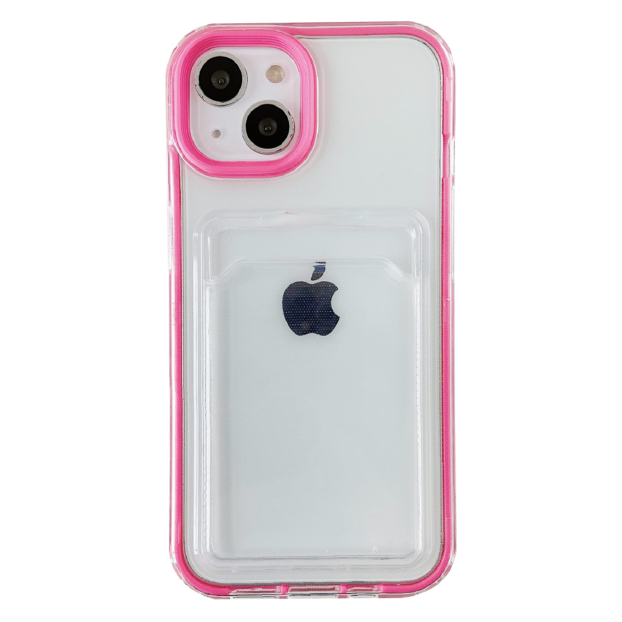 Caseative Candy Color Card Holder Clear Shockproof Soft Compatible With Iphone Case (Red,Iphone 11 Pro Max)