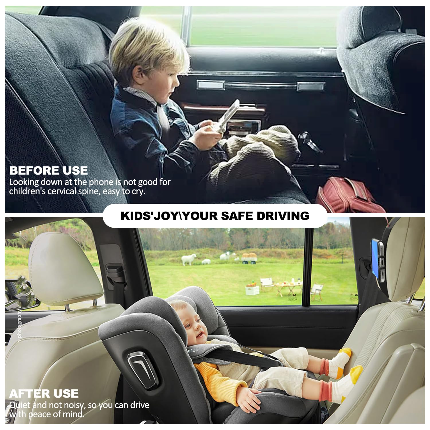 Z Zothington Car Phone Headrest Holder - Car Back Seat Headrest Phone Mount For Kids, Road Trip Essentials, Compatible With Ipho