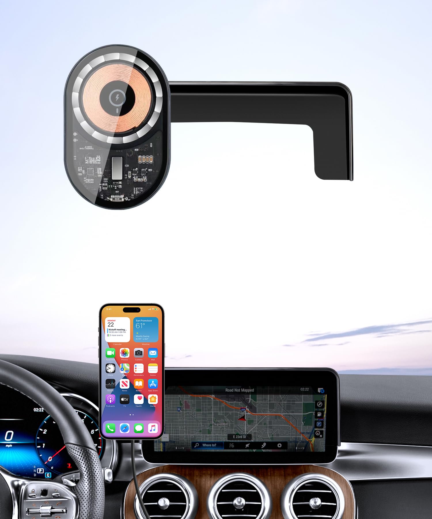 Masergogo Wireless Charging Car Phone Holder For Mercedes Benz Glc-Class 2020-2022/C-Class 2019-2021 Accessories 10.25 Inch Scre