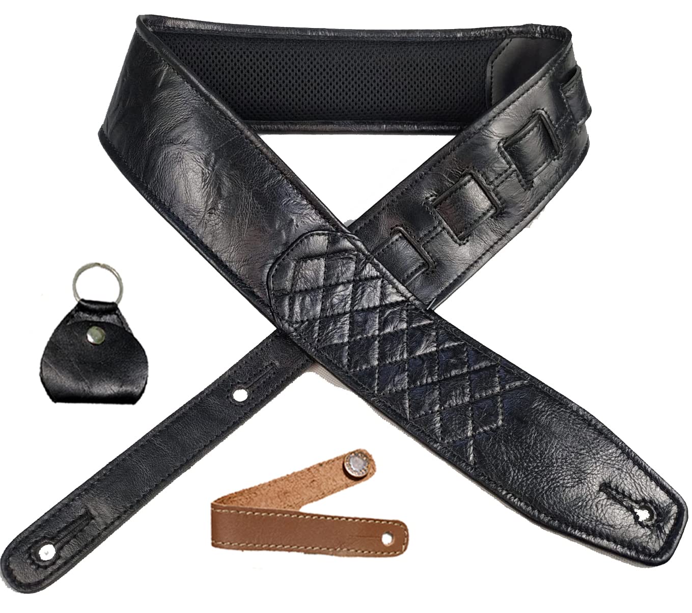 antigo? Leather Guitar Strap Belt for Acoustic/Electric/Bass/Folk/Mandolin/Heavy Guitars 3.0 Inch Wide with heavy Soft Cushion P
