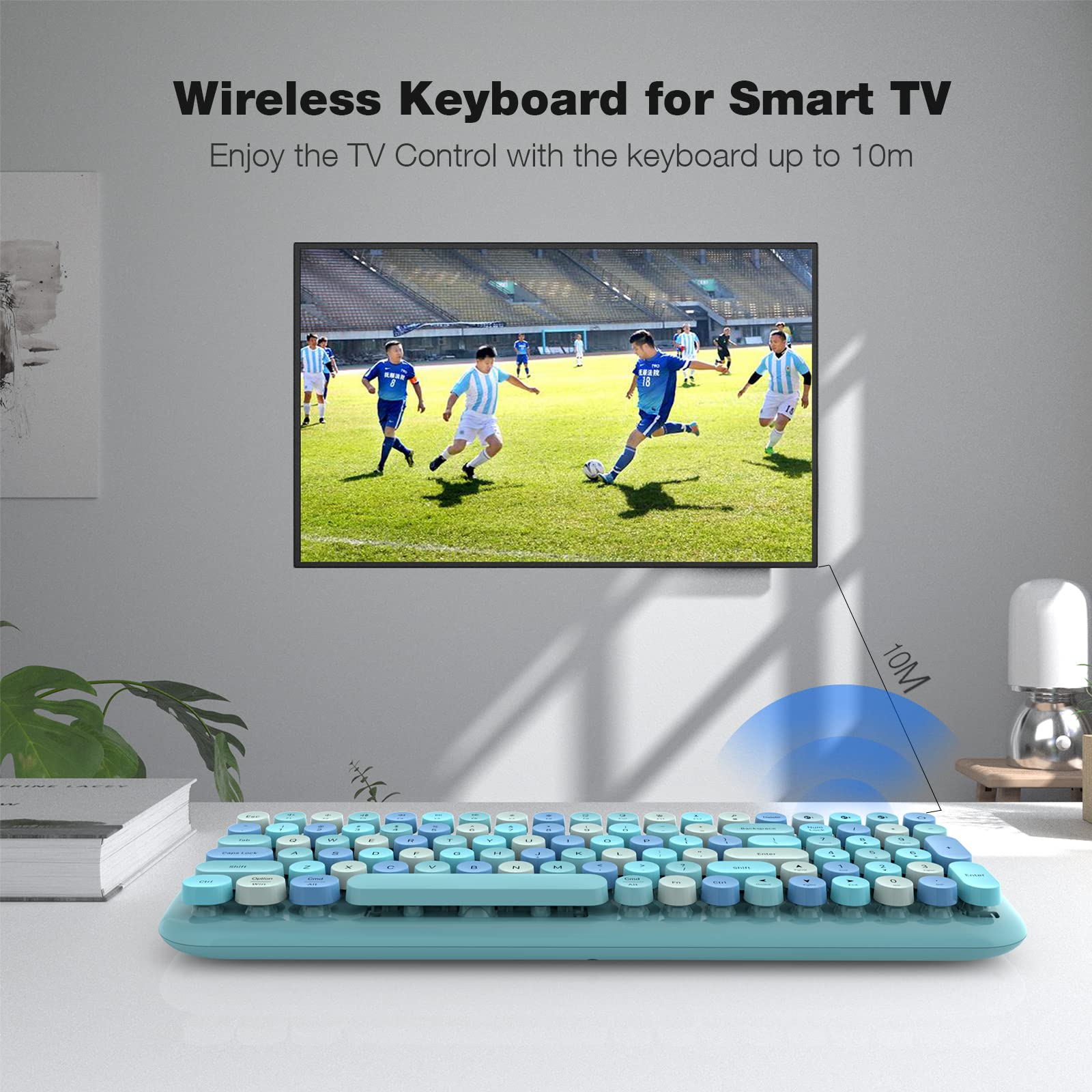 Mofii Wireless Bluetooth Keyboard, Typewriter Retro Round Keycaps Keyboard, Bluetooth 5.1 Tech Compatible With Iphone, Ipad, And