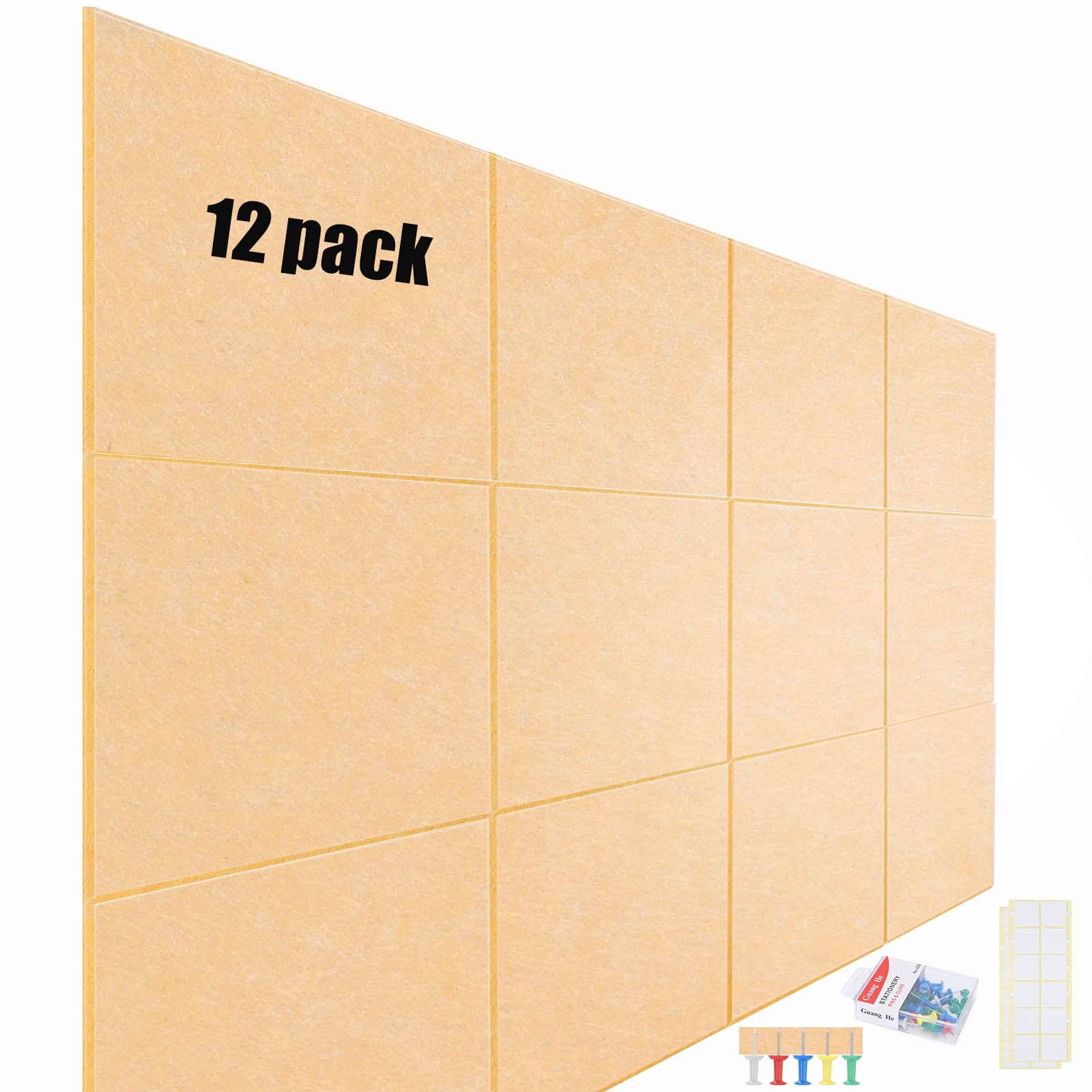 12 Pack Acoustic Panels Soundproof Wall Panels 12''X12''X0.44'' Sound Panels High Density Sound Dampening Panels With Safe Remov