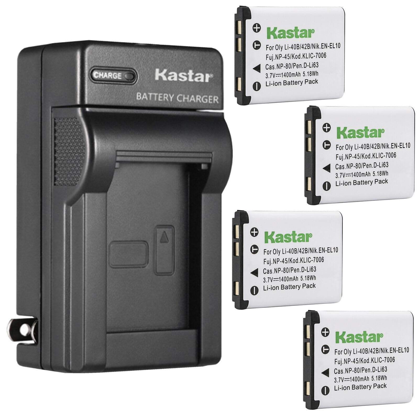 Kastar 4 Pack Li42B Battery And Ac Wall Charger Replacement For Olympus Stylus 780, Stylus 790Sw, Stylus 820, Stylus 830, Stylus