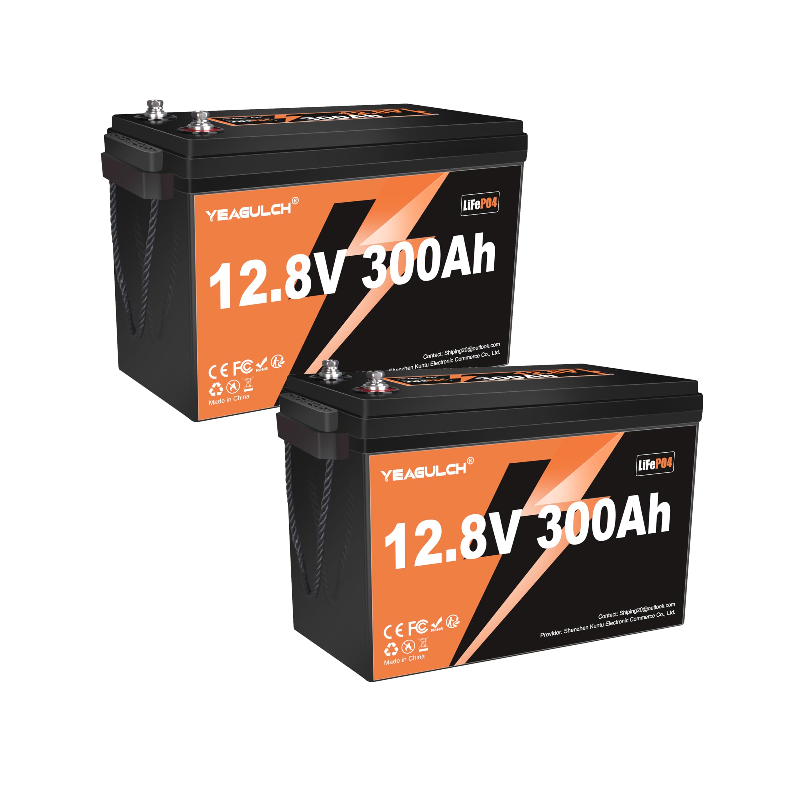 2 Packs 12V 300Ah LiFePO4 Battery 200A BMS 3840Wh Lithium Iron Phosphate Battery Up to 15000+ Deep Cycles Perfect for RV Camping