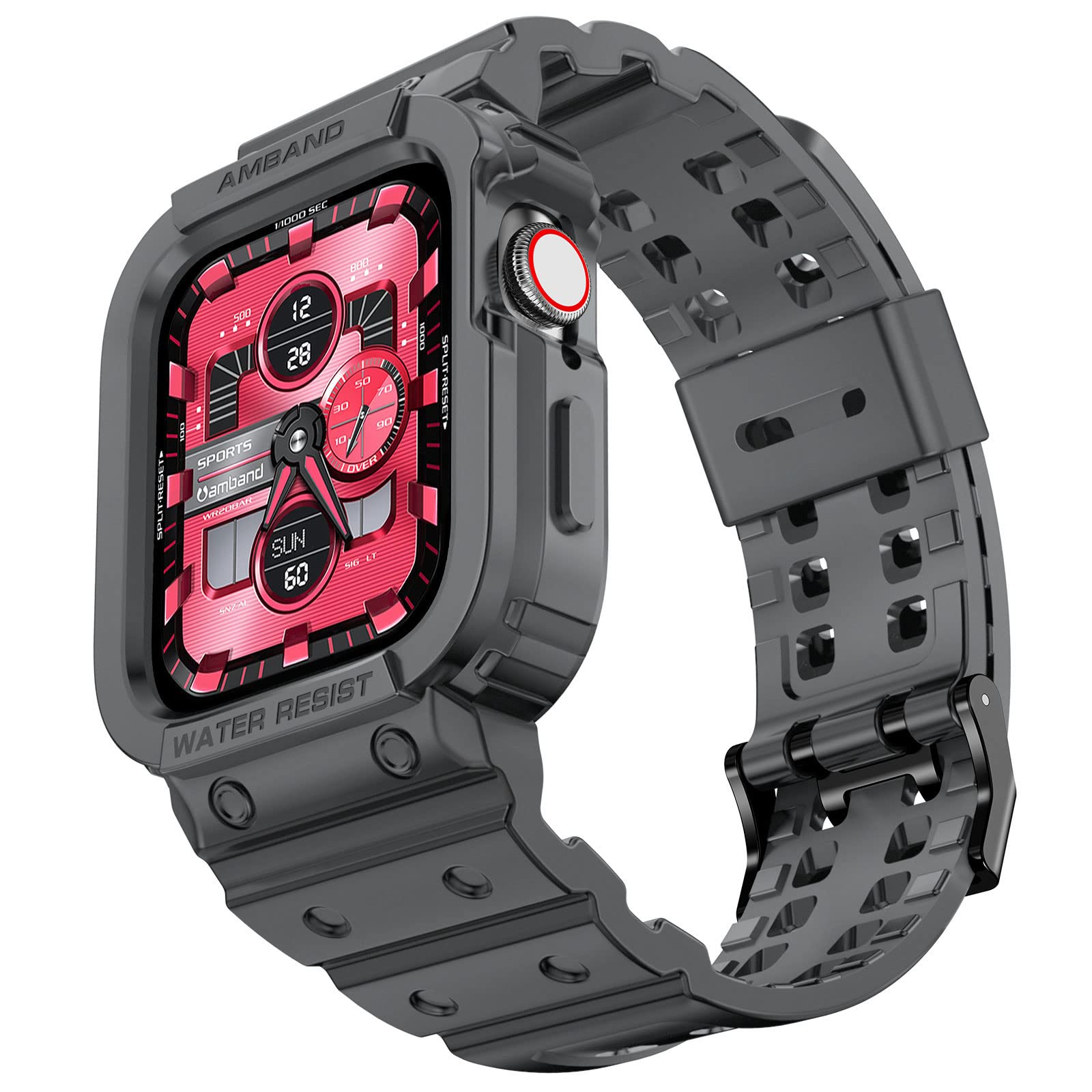 Amband Compatible For Apple Watch Band 45Mm 44Mm 42Mm With Bumper Case, Rugged Men Bands For Iwatch Se Se 2 Series 9 8 7 6 5 4 3