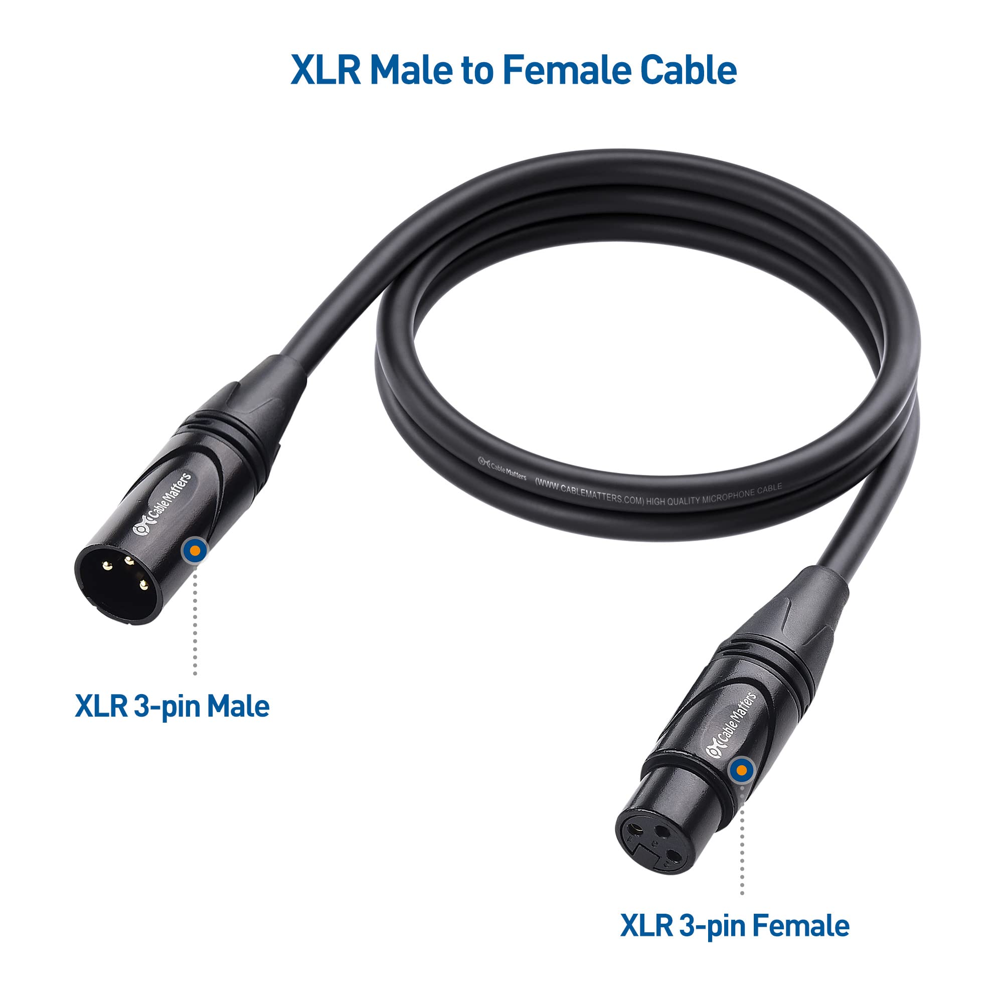Cable Matters 2 Pack Premium Short Xlr To Xlr Cables, Xlr Microphone Cable 3 Feet, Oxygen Free Copper (Ofc) Xlr Male To Female C