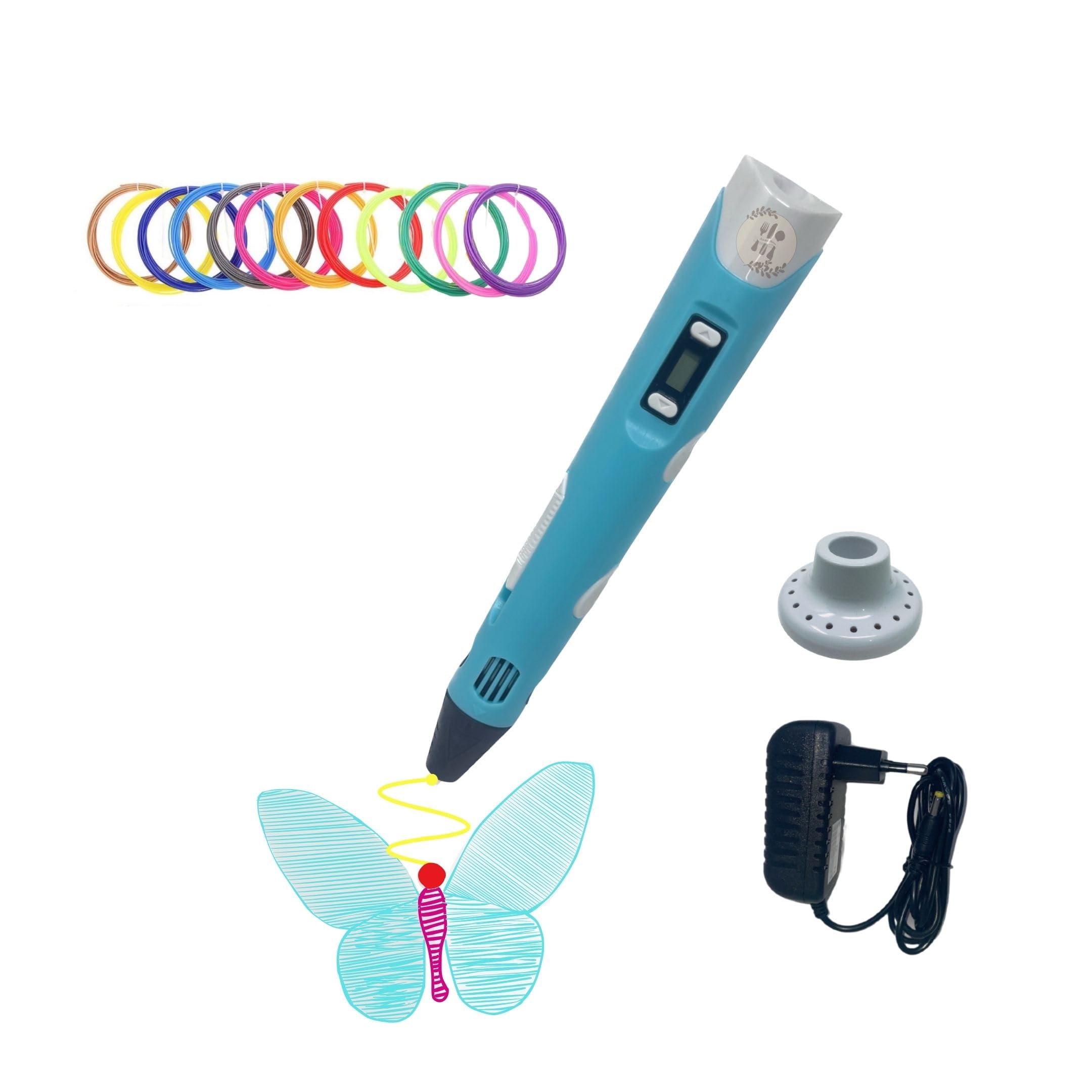 Kitchen Bloom 3D Pen Set For Kids, 4*(3 Filaments 3M Each) Easy 3D Printing 3D Pen For Kids| 3D Pen With Adapter (Random Color)