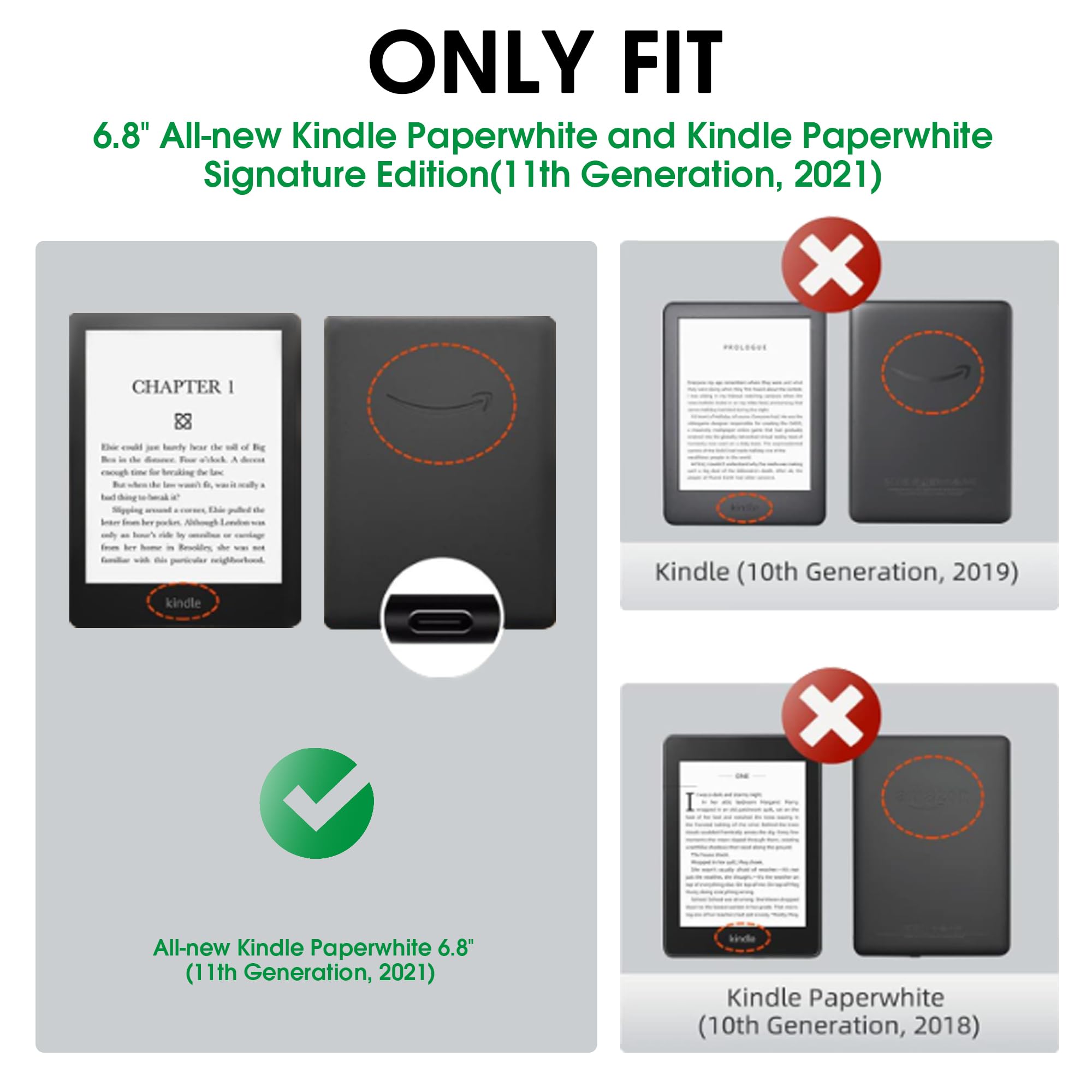 Arae Case For Kindle Paperwhite 11Th Generation And Signature Edition 2021 Released, Ultra Slim Trifold Pu Leather Smart Cover W