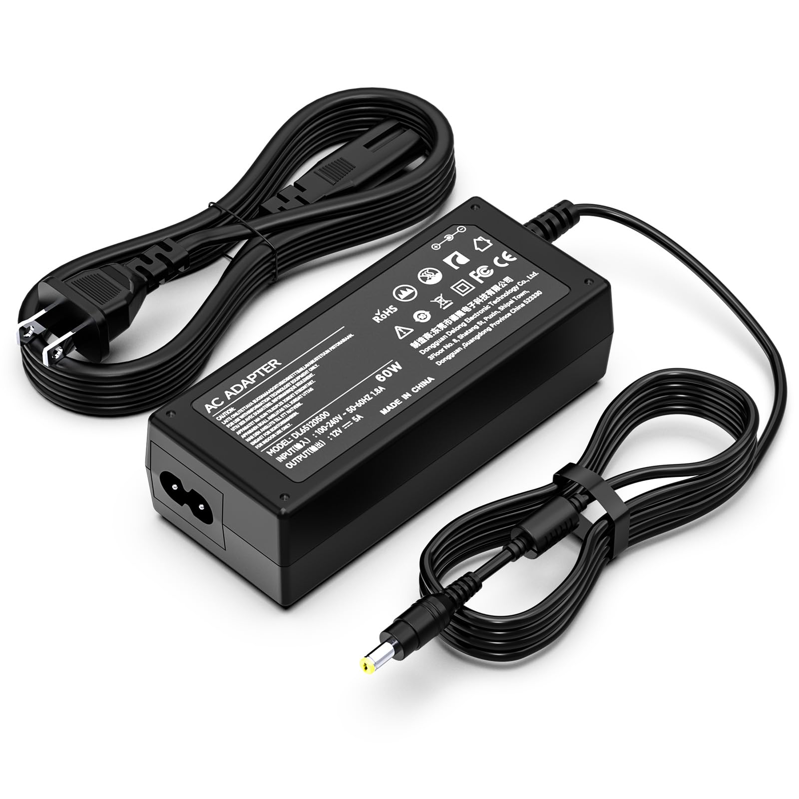 12V Ac Power Cord Charger For Dell Monitor 27' 24' 23' 22' 21.5' Screen S2316H S2316M S2318Hn S2318Nc S2340L S2340Lc 2240Tb S2340M S2340Mc S2440L S2240Lc S2740L S2740Lb Monitor Power Supply Cord