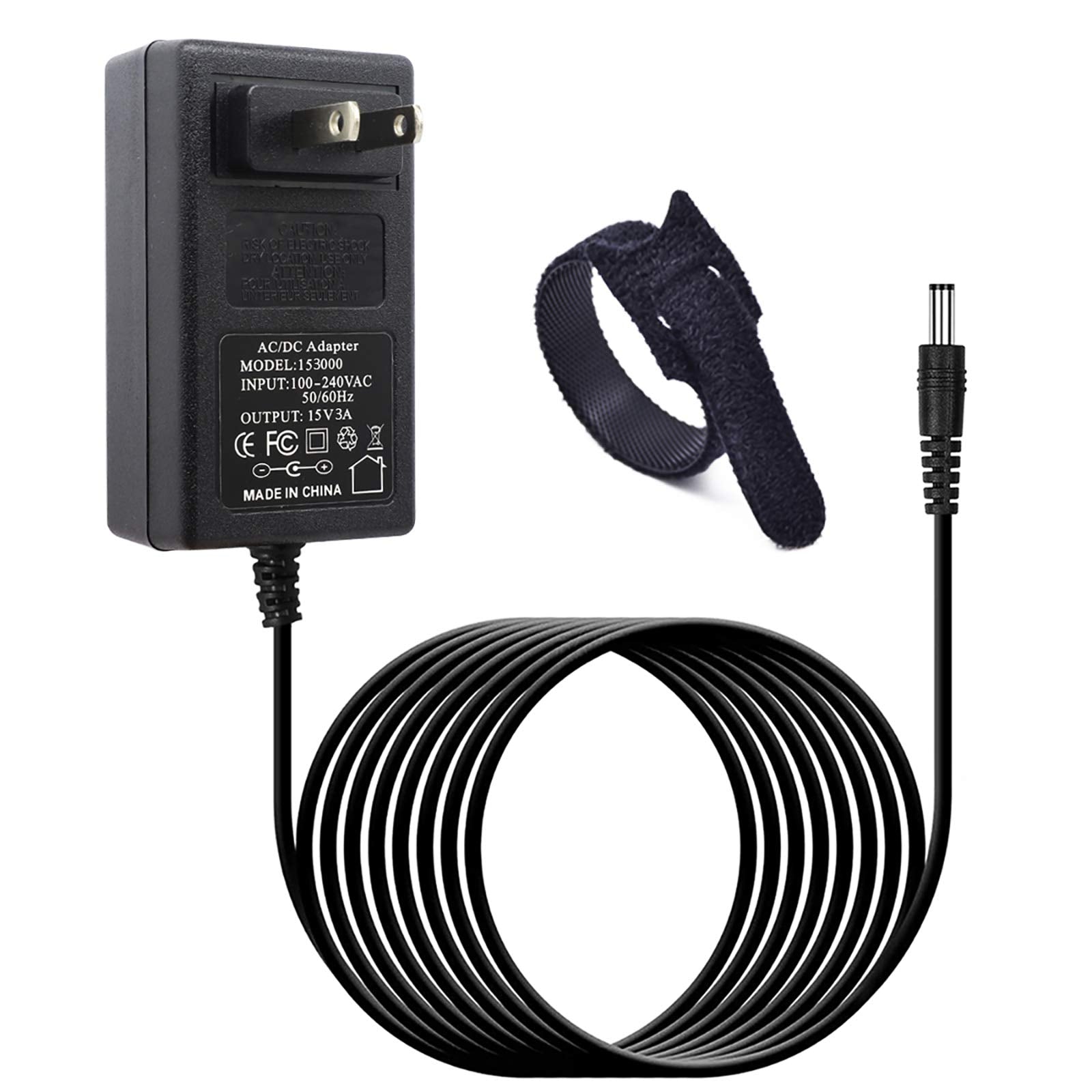 15V 3A Extra Long 6Ft Power Supply Charger Cable (Input Ac 100V 240V, Output Dc 15 Volt 3 Amp 45 Watt) Adapter Transformer Conve