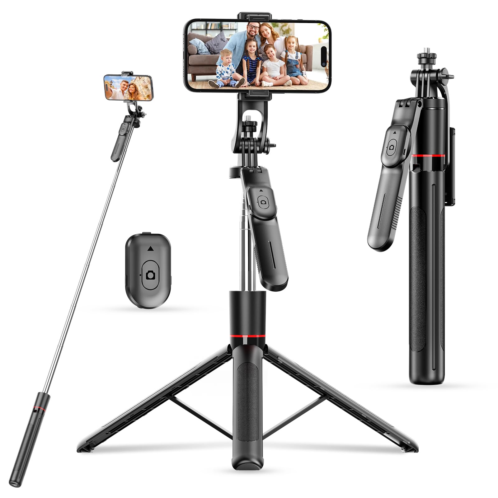 67 Selfie Stick Tripod for iPhone with Remote Control, Phone Holder and 1/4    Screw, Extendable Travel Essentials Tripod for Ce